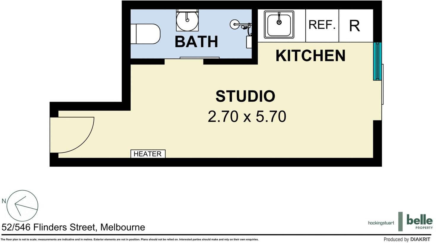 Floorplan of Homely studio listing, 52/546 Flinders Street, Melbourne VIC 3000