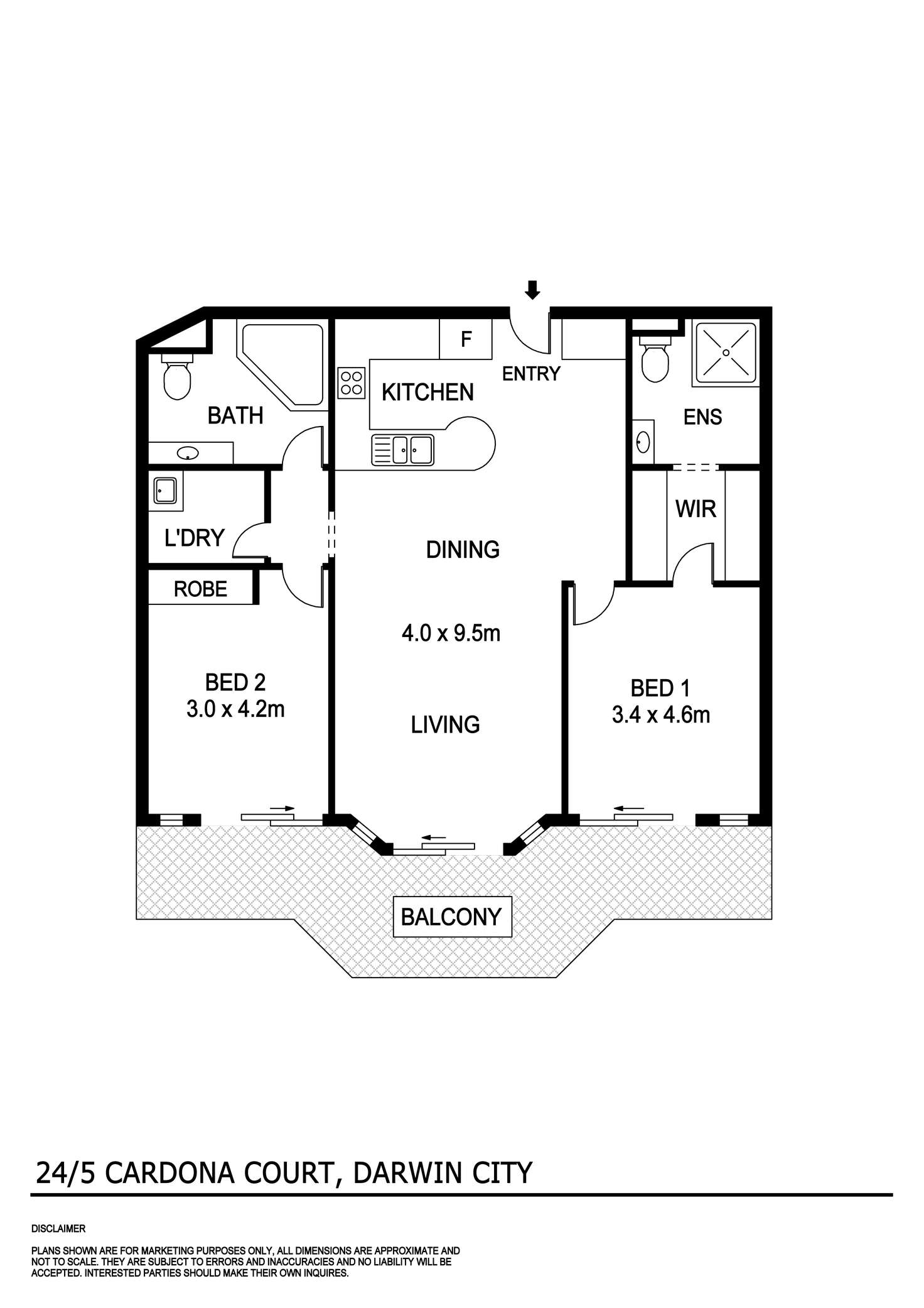 Floorplan of Homely unit listing, 24/5 Cardona Court, Darwin City NT 800