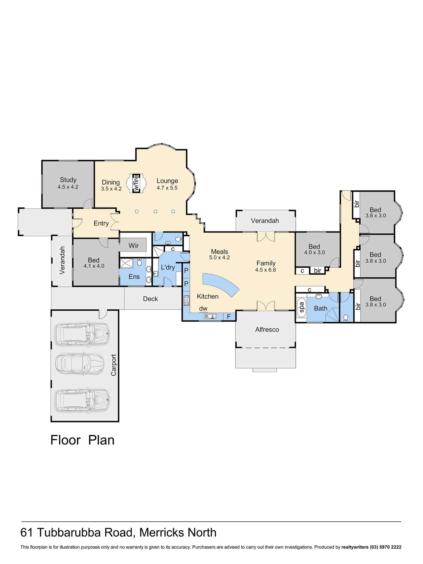 Floorplan of Homely acreageSemiRural listing, 61 Tubbarubba Road, Merricks North VIC 3926