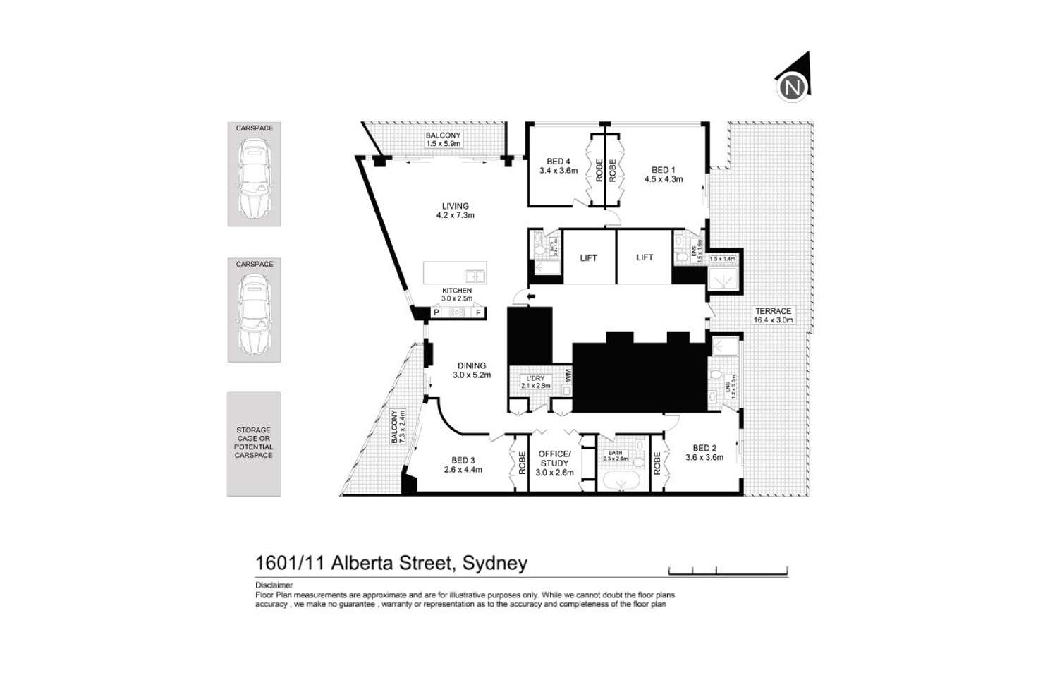 Floorplan of Homely apartment listing, 1601/11 Alberta Street, Sydney NSW 2000