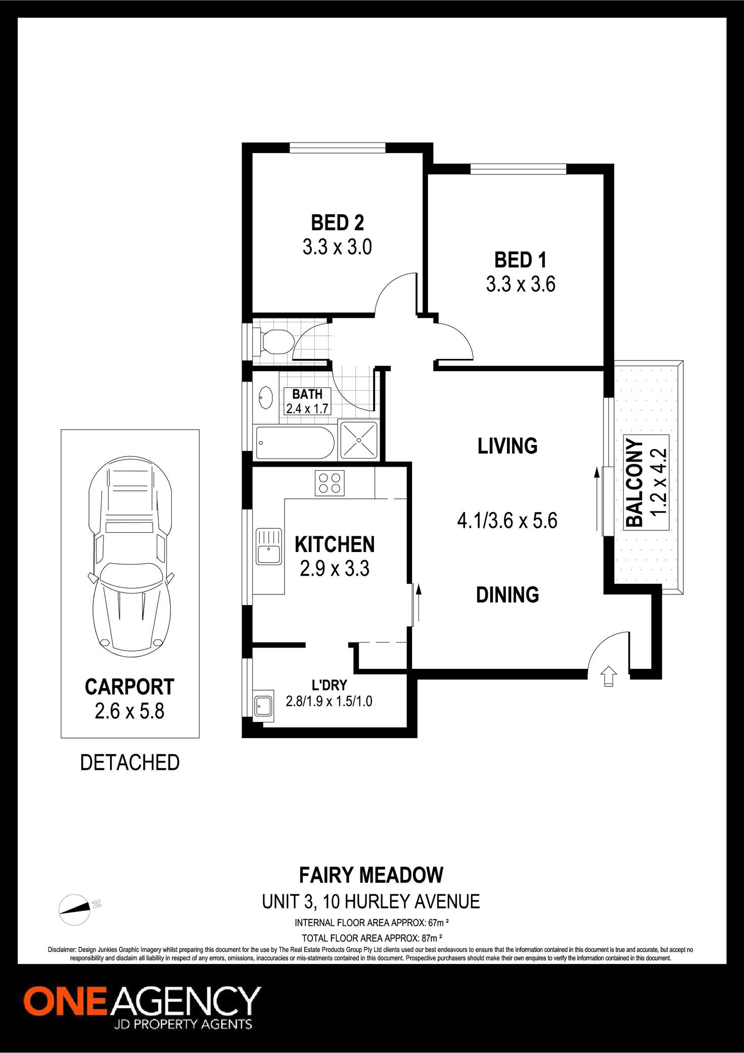 Floorplan of Homely unit listing, 3/10 Hurley Avenue, Fairy Meadow NSW 2519