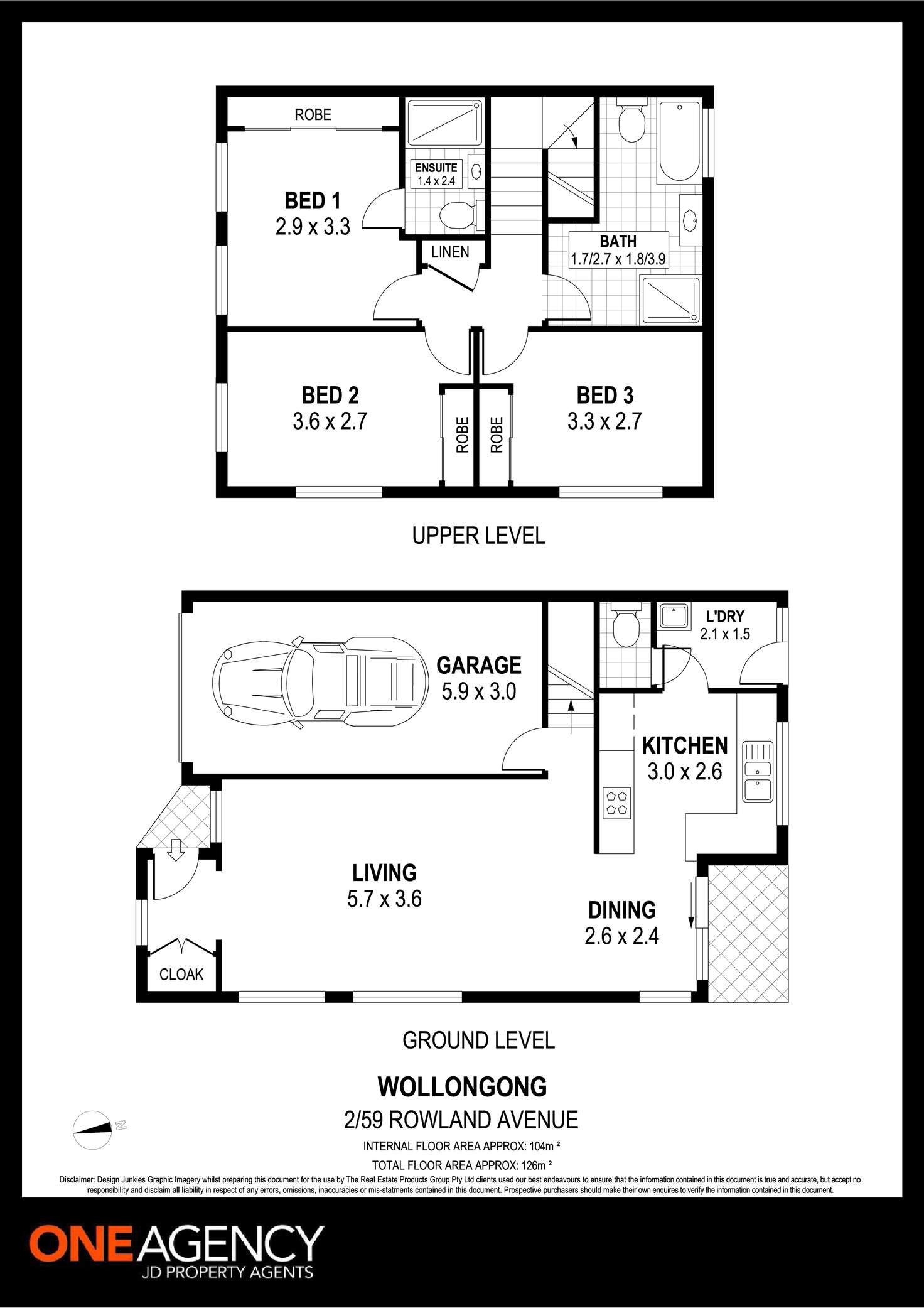 Floorplan of Homely townhouse listing, 2/59 Rowland Avenue, Wollongong NSW 2500