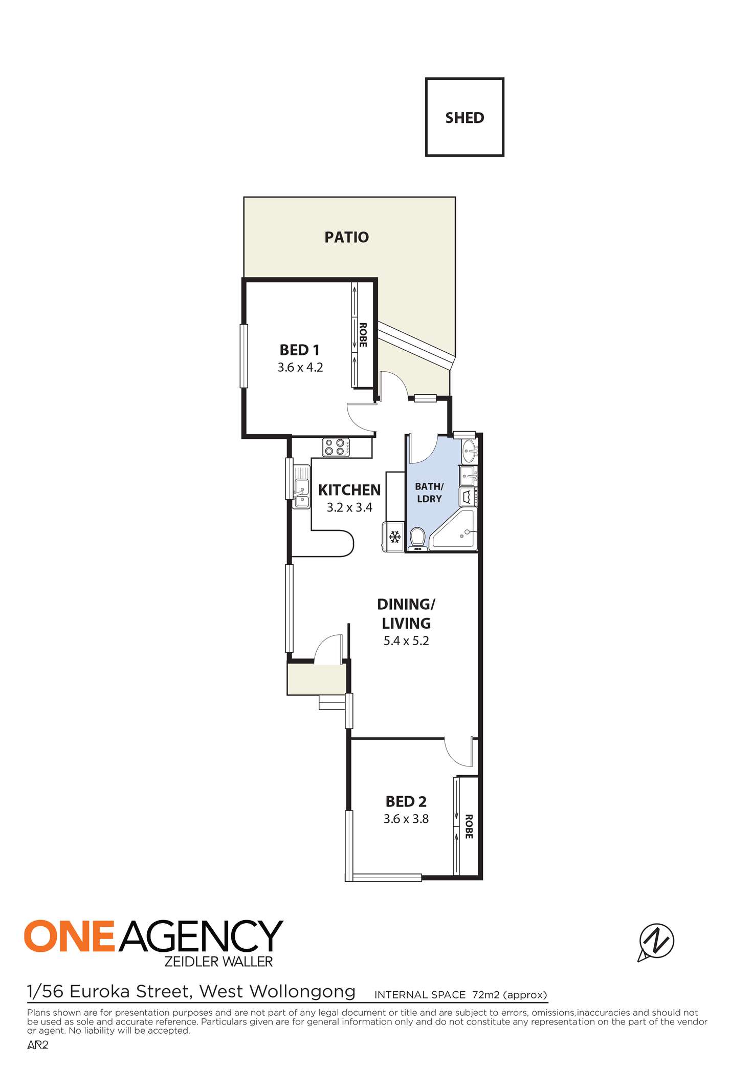 Floorplan of Homely semiDetached listing, 1/56 Euroka Street, West Wollongong NSW 2500