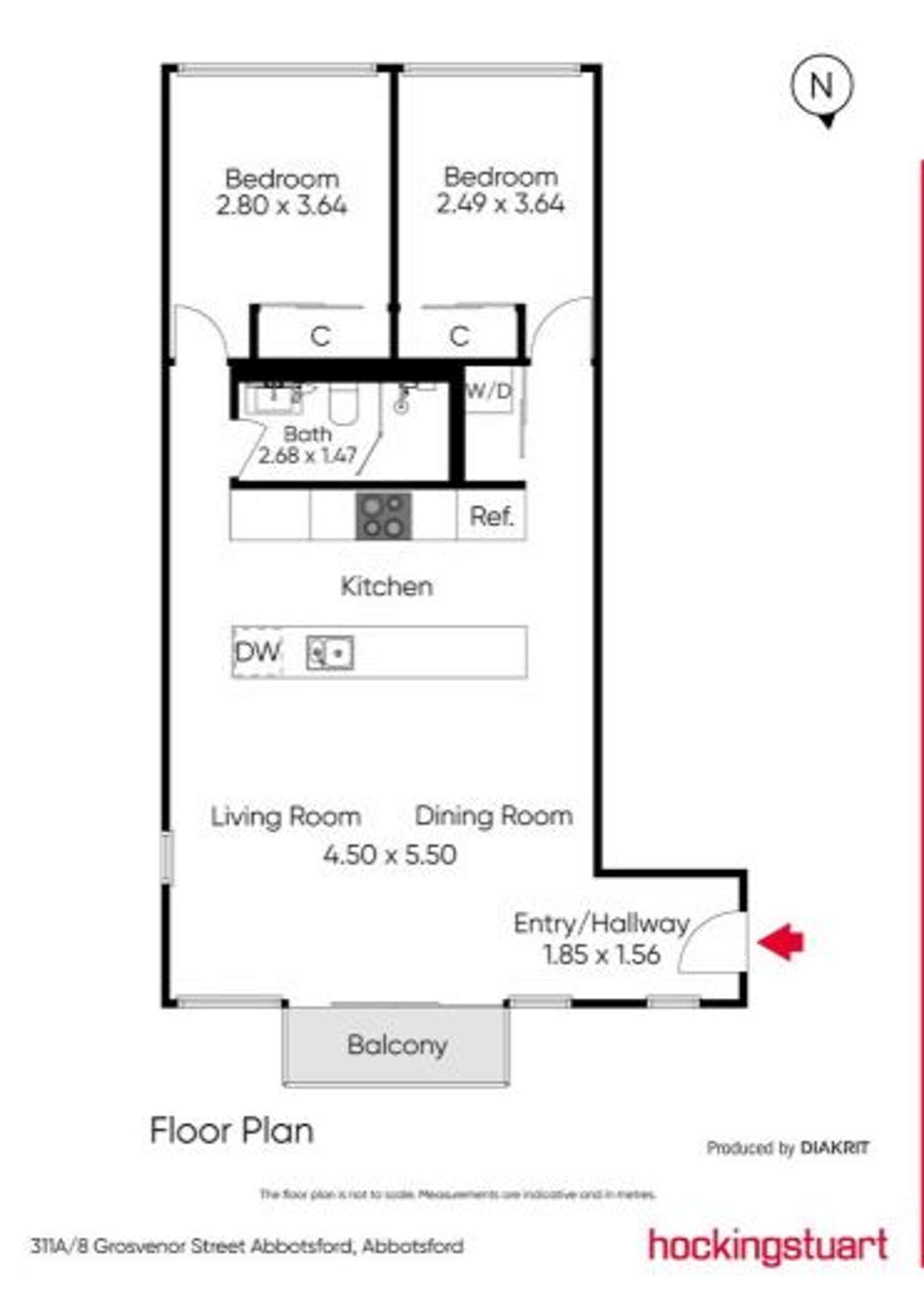 Floorplan of Homely apartment listing, 311A/8 Grosvenor Street, Abbotsford VIC 3067