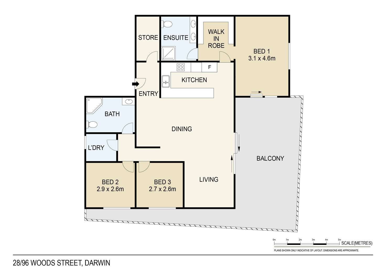 Floorplan of Homely apartment listing, 28/96 Woods Street, Darwin City NT 800