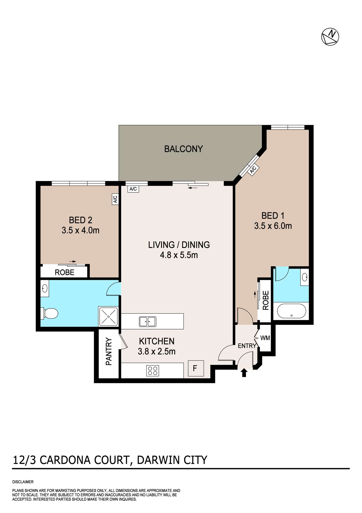 Floorplan of Homely unit listing, 12/3 Cardona Court, Darwin City NT 800