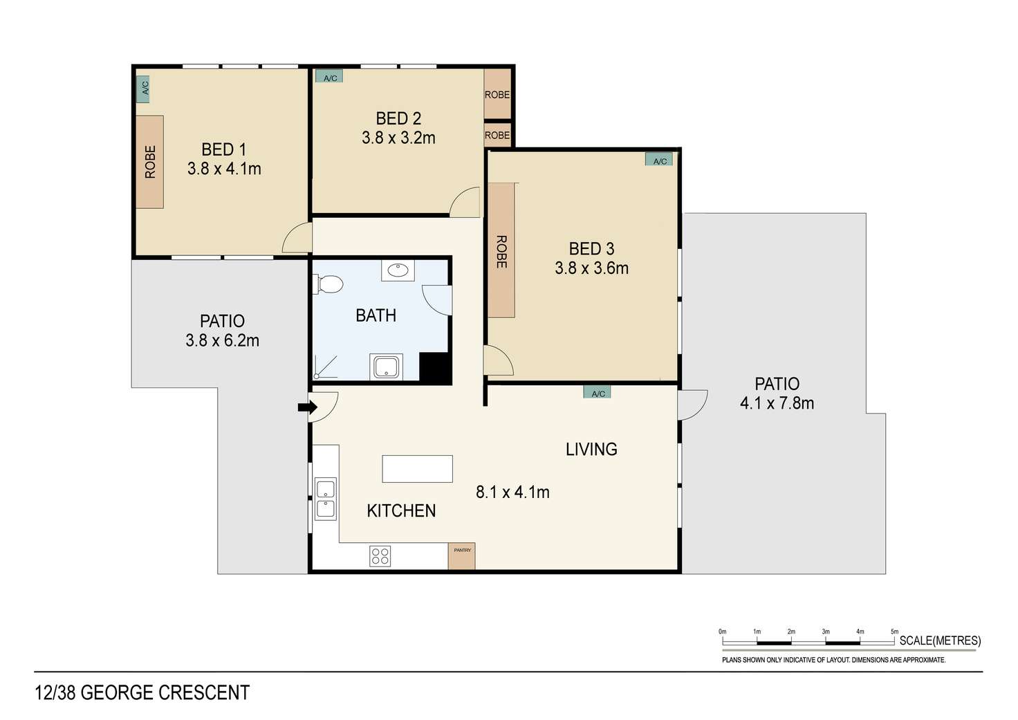 Floorplan of Homely unit listing, 12/38 George Crescent, Fannie Bay NT 820