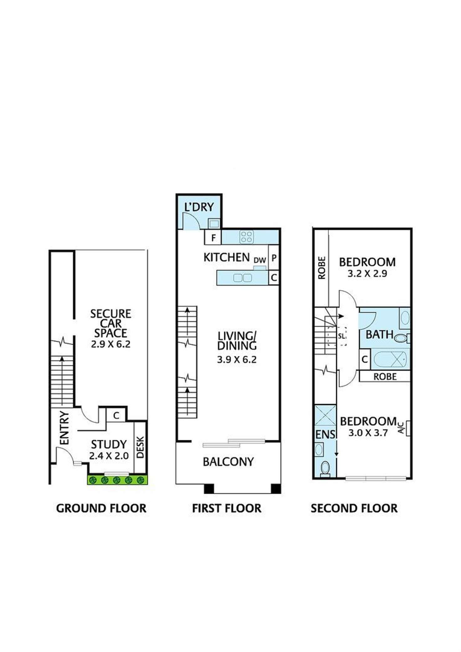 Floorplan of Homely townhouse listing, 8 Dianella Walkway, Brunswick East VIC 3057