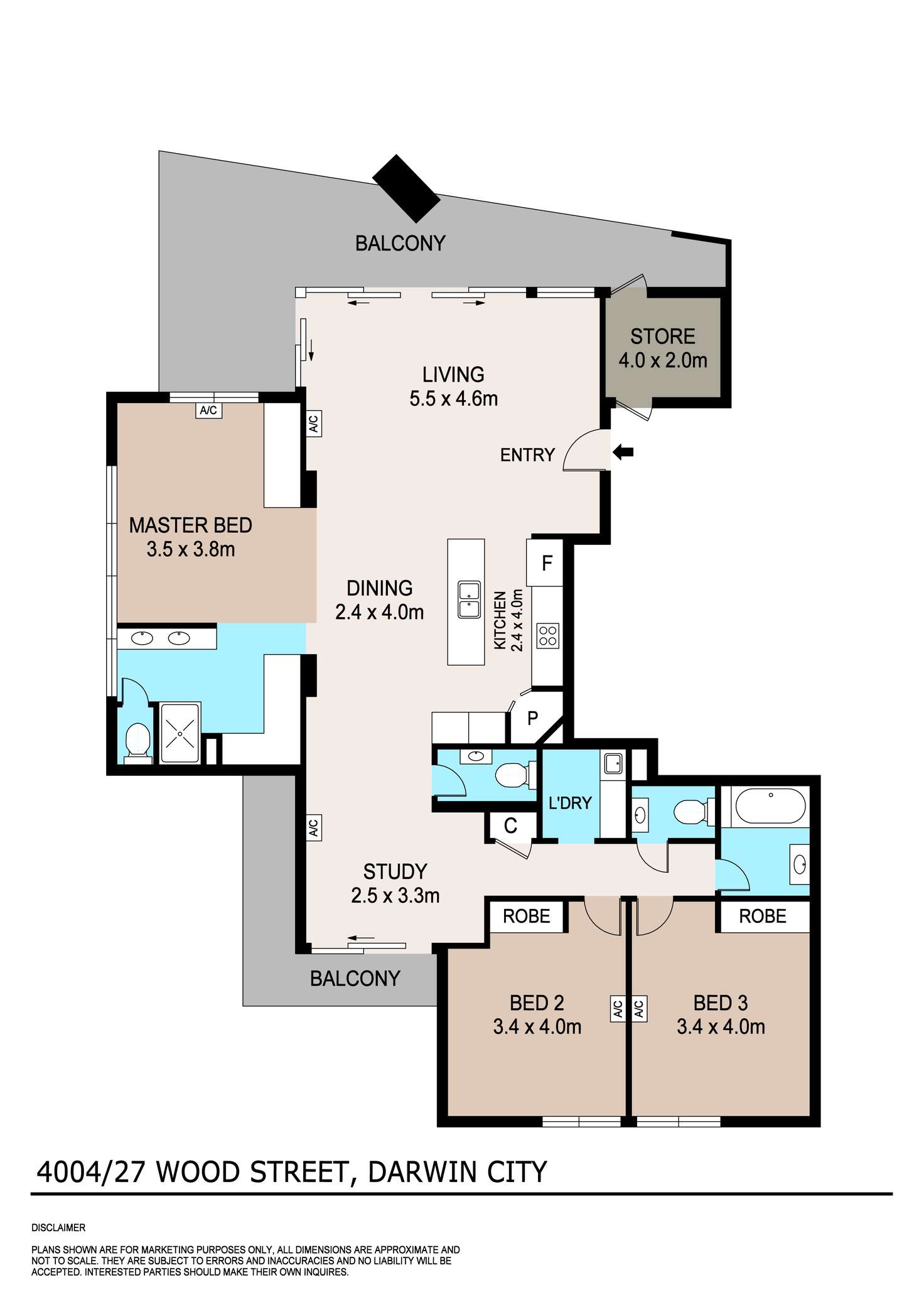 Floorplan of Homely unit listing, 4004/27 Woods Street, Darwin City NT 800