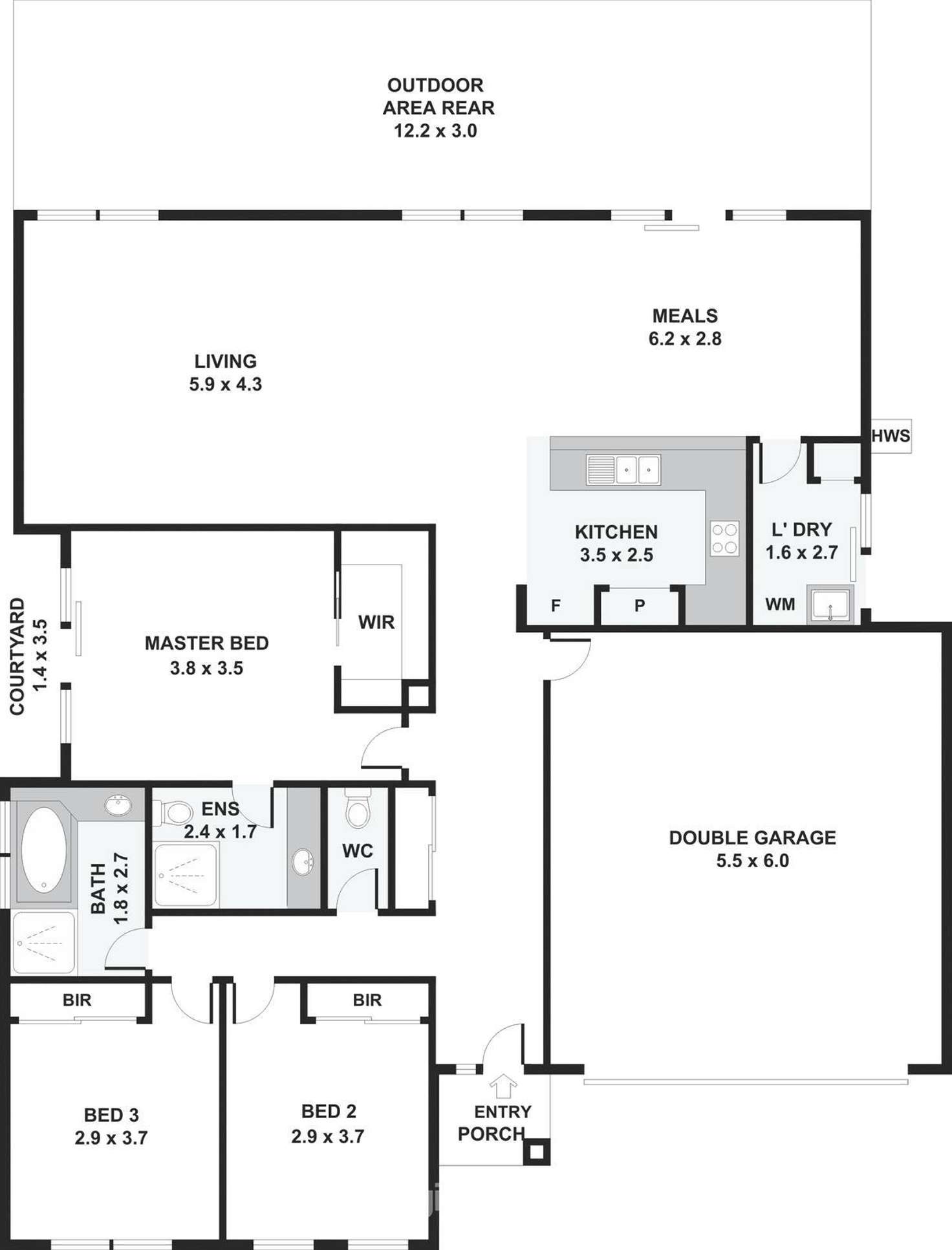 Floorplan of Homely unit listing, 1/20 Silver Creek Drive, Lynbrook VIC 3975
