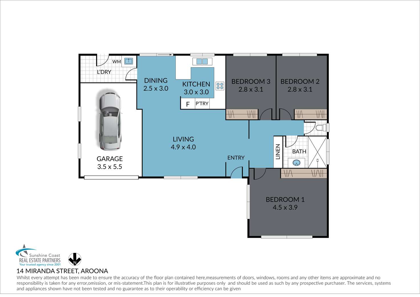 Floorplan of Homely house listing, 14 Miranda Street, Aroona QLD 4551