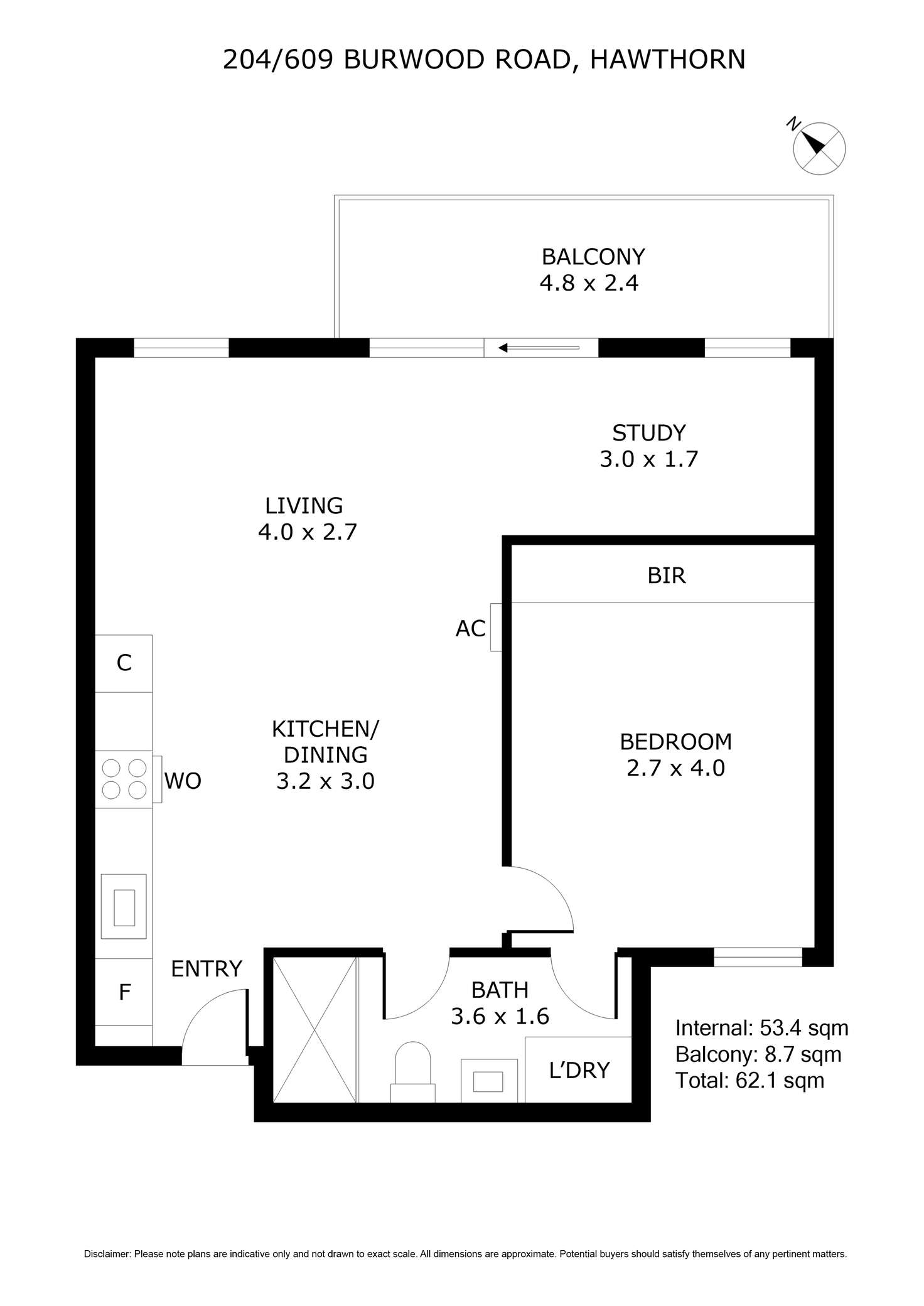 Floorplan of Homely apartment listing, 204/609 Burwood Road, Hawthorn VIC 3122