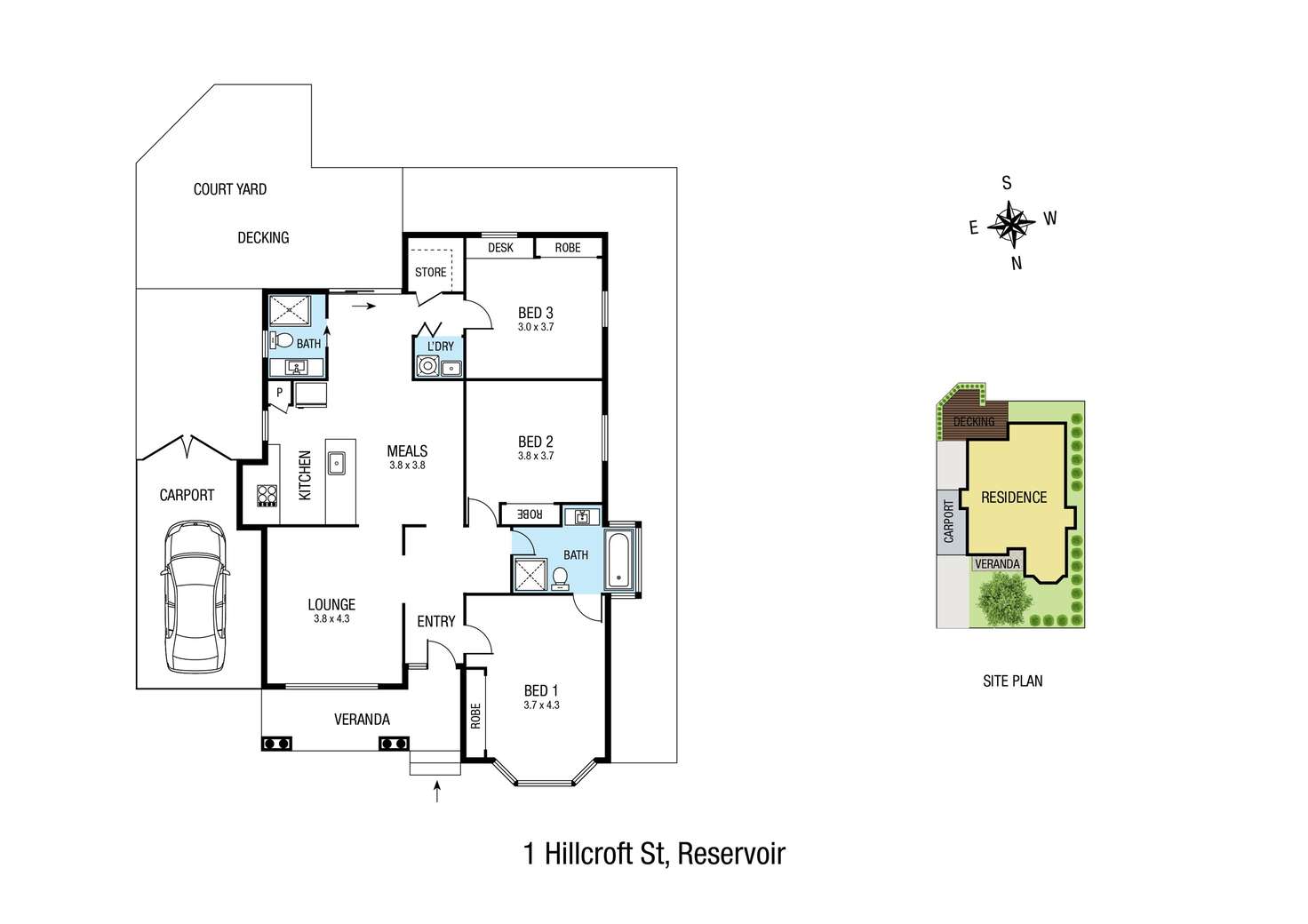 Floorplan of Homely house listing, 1 Hillcroft Street, Reservoir VIC 3073