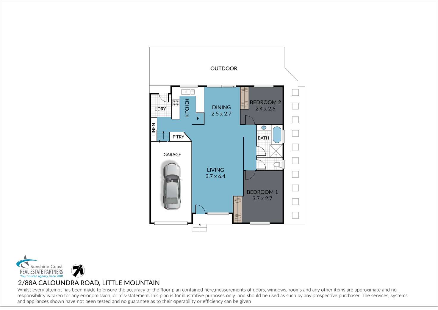 Floorplan of Homely unit listing, 2/88A Caloundra Road, Little Mountain QLD 4551