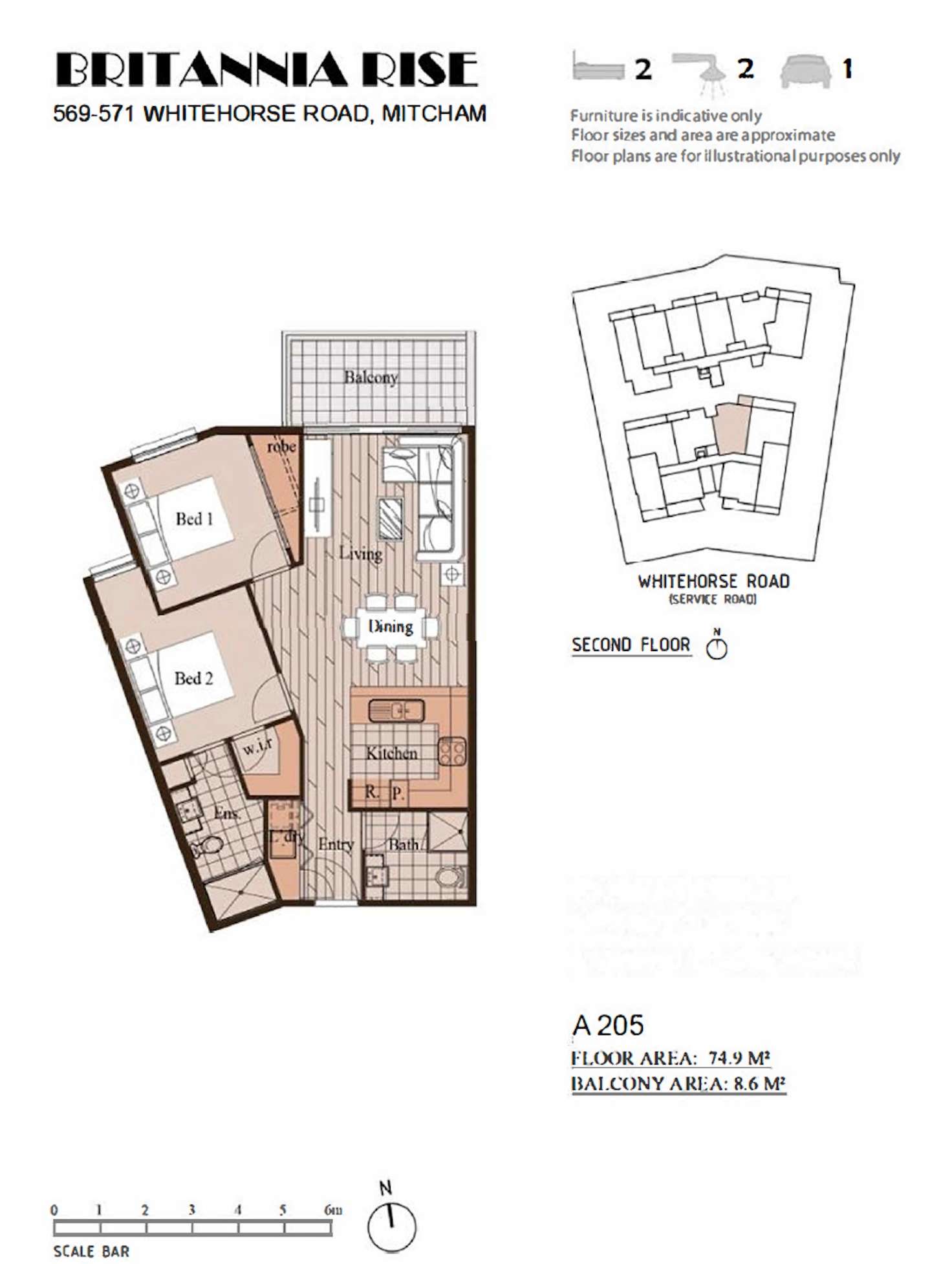 Floorplan of Homely apartment listing, 205/569 Whitehorse Road, Mitcham VIC 3132