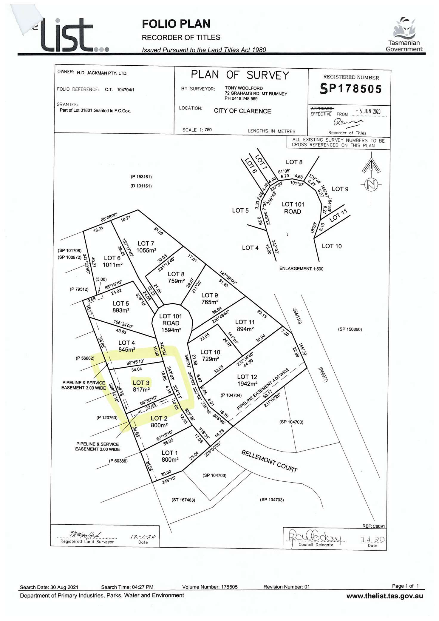 Floorplan of Homely residentialLand listing, 29 Bellemont Court, Geilston Bay TAS 7015