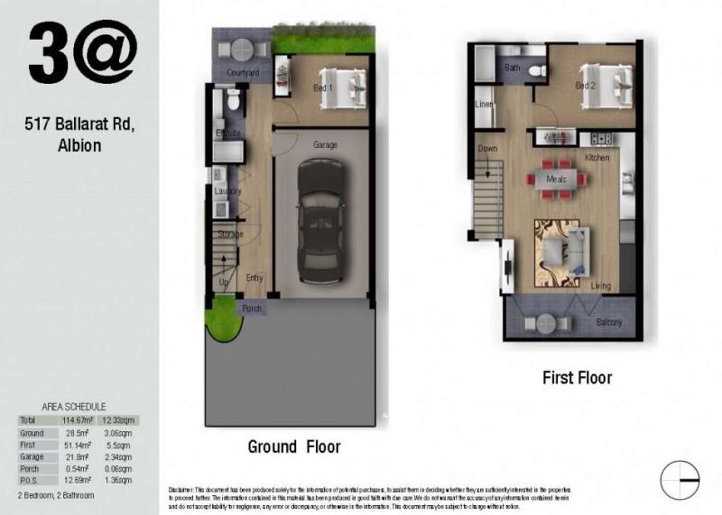 Floorplan of Homely townhouse listing, 3/517 Ballarat Road, Albion VIC 3020