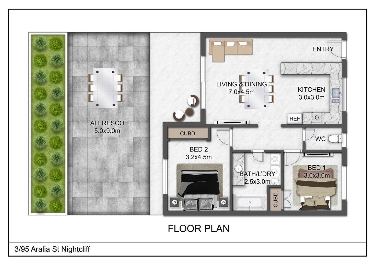 Floorplan of Homely unit listing, 3/95 Aralia Street, Rapid Creek NT 810