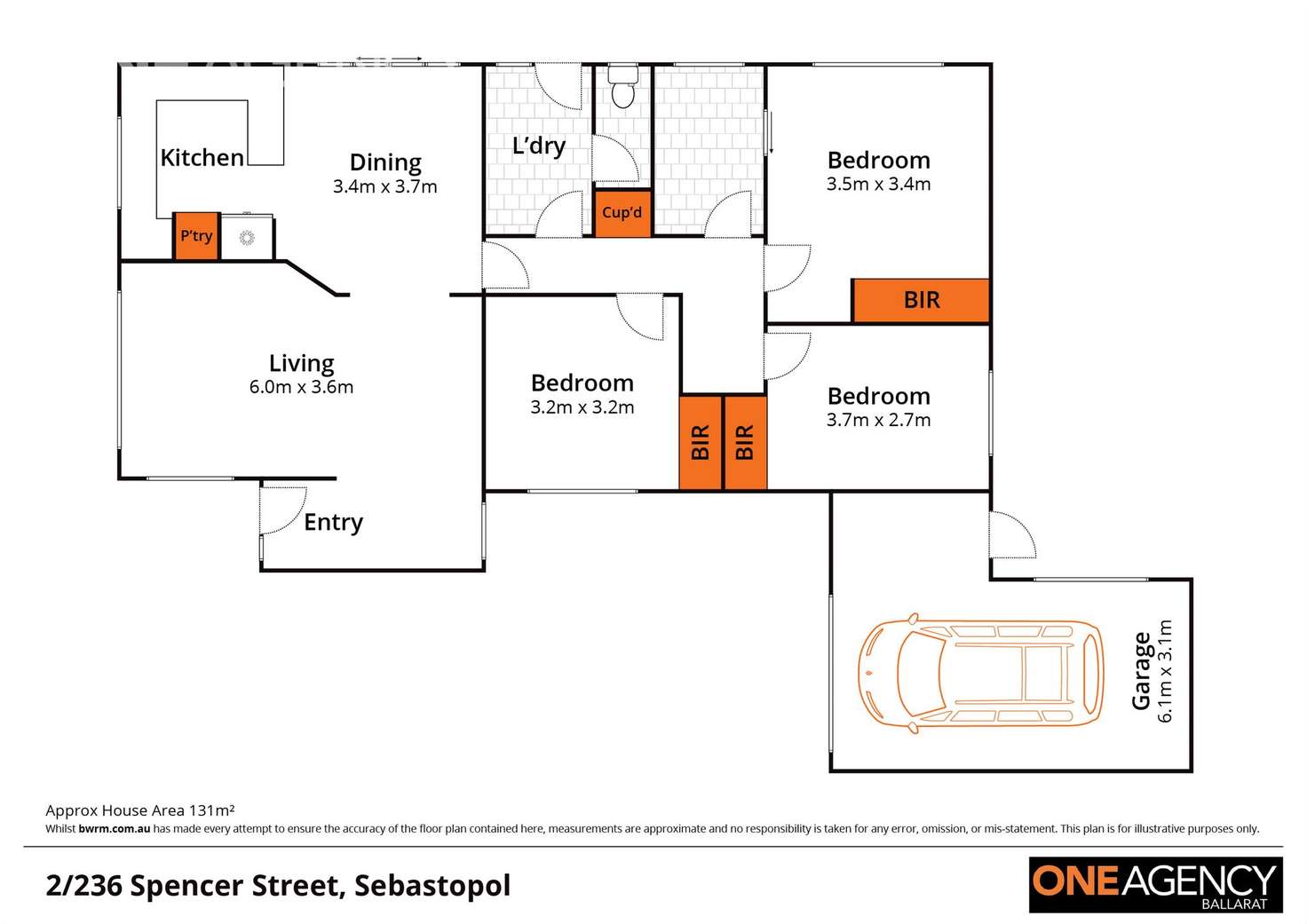 Floorplan of Homely townhouse listing, 2/236 Spencer Street, Sebastopol VIC 3356