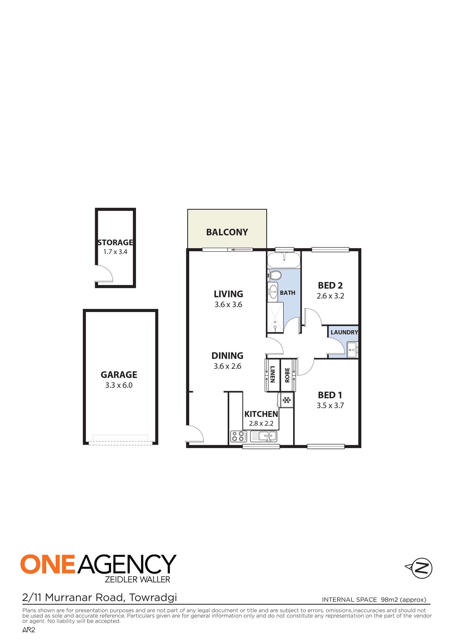 Floorplan of Homely apartment listing, 2/11 Murranar Road, Towradgi NSW 2518