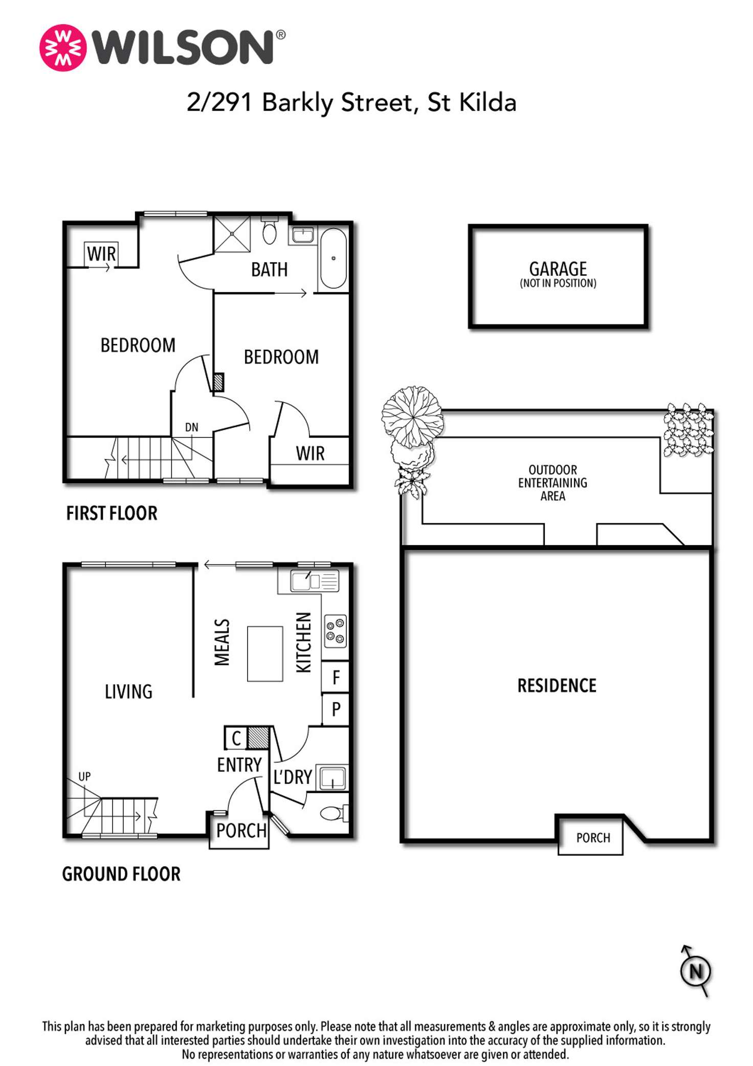 Floorplan of Homely townhouse listing, 2/291 Barkly Street, St Kilda VIC 3182