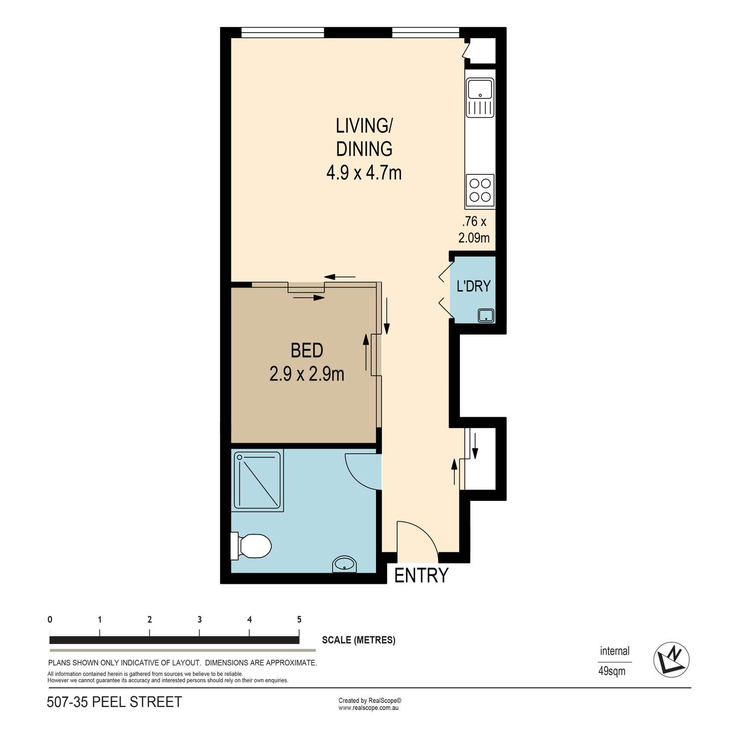 Floorplan of Homely unit listing, 507/35 Peel Street, South Brisbane QLD 4101