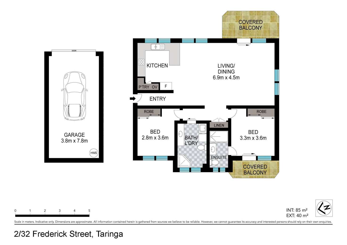 Floorplan of Homely unit listing, 2/32 Frederick Street, Taringa QLD 4068