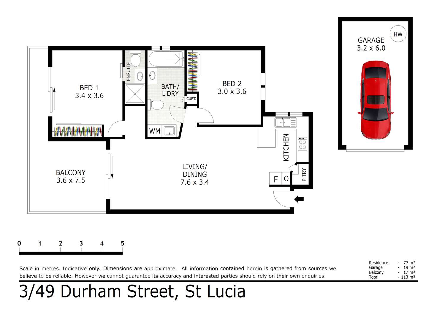 Floorplan of Homely unit listing, 3/49 Durham Street, St Lucia QLD 4067