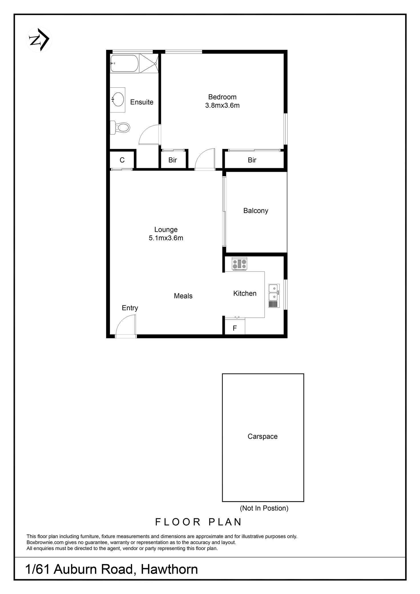 Floorplan of Homely unit listing, 1/61 Auburn Road, Hawthorn VIC 3122