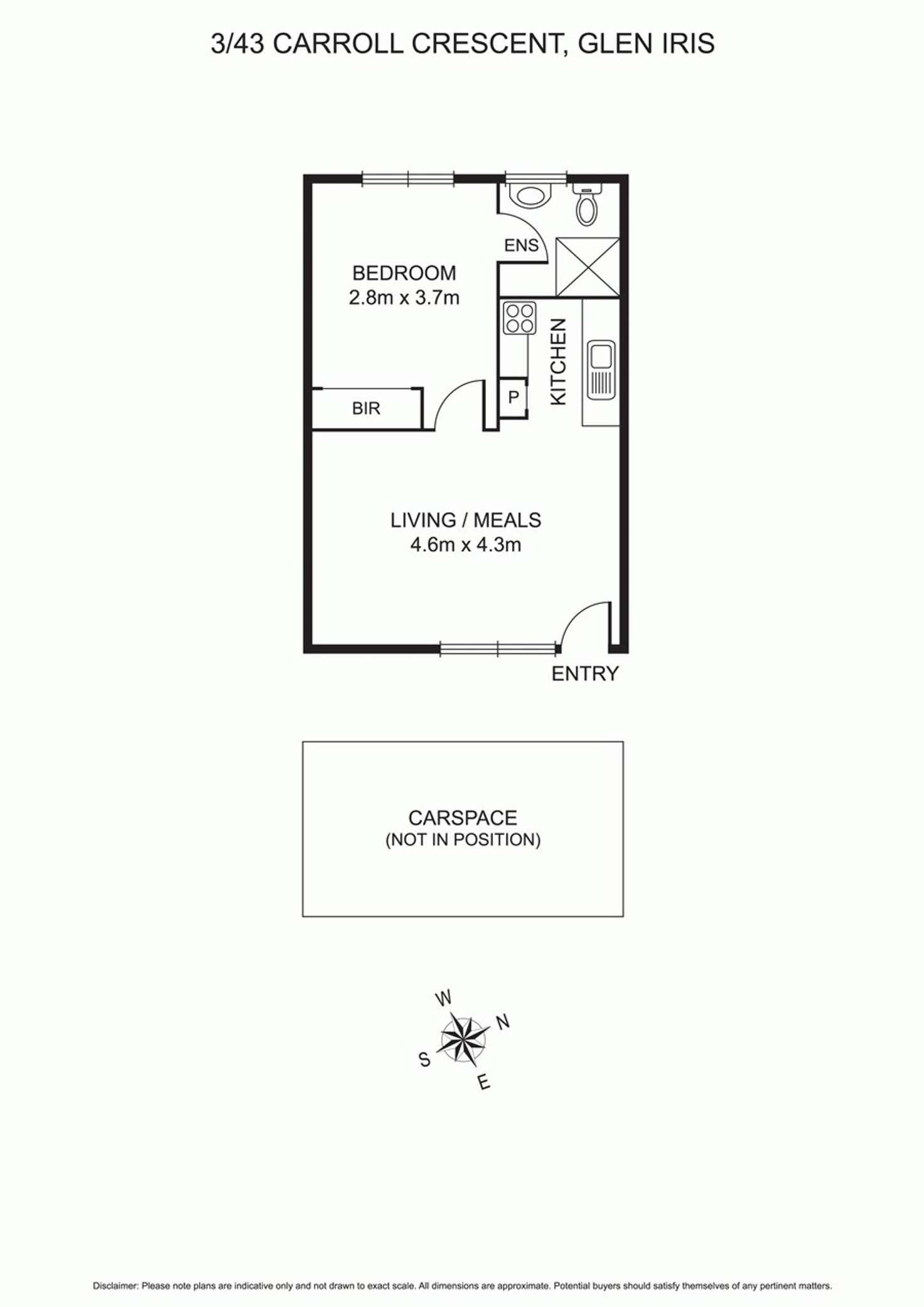 Floorplan of Homely unit listing, 3/43 Carroll Crescent, Glen Iris VIC 3146