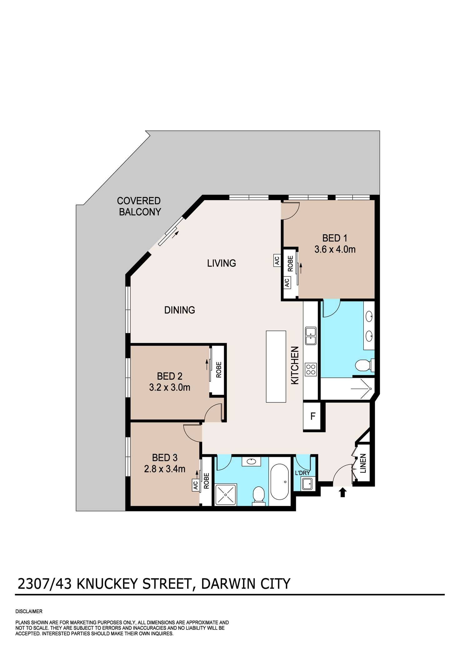 Floorplan of Homely unit listing, 2307/43 Knuckey Street, Darwin City NT 800