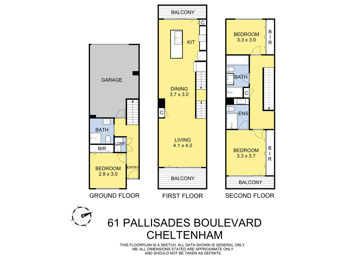 Floorplan of Homely townhouse listing, 61 Pallisades Boulevard, Cheltenham VIC 3192