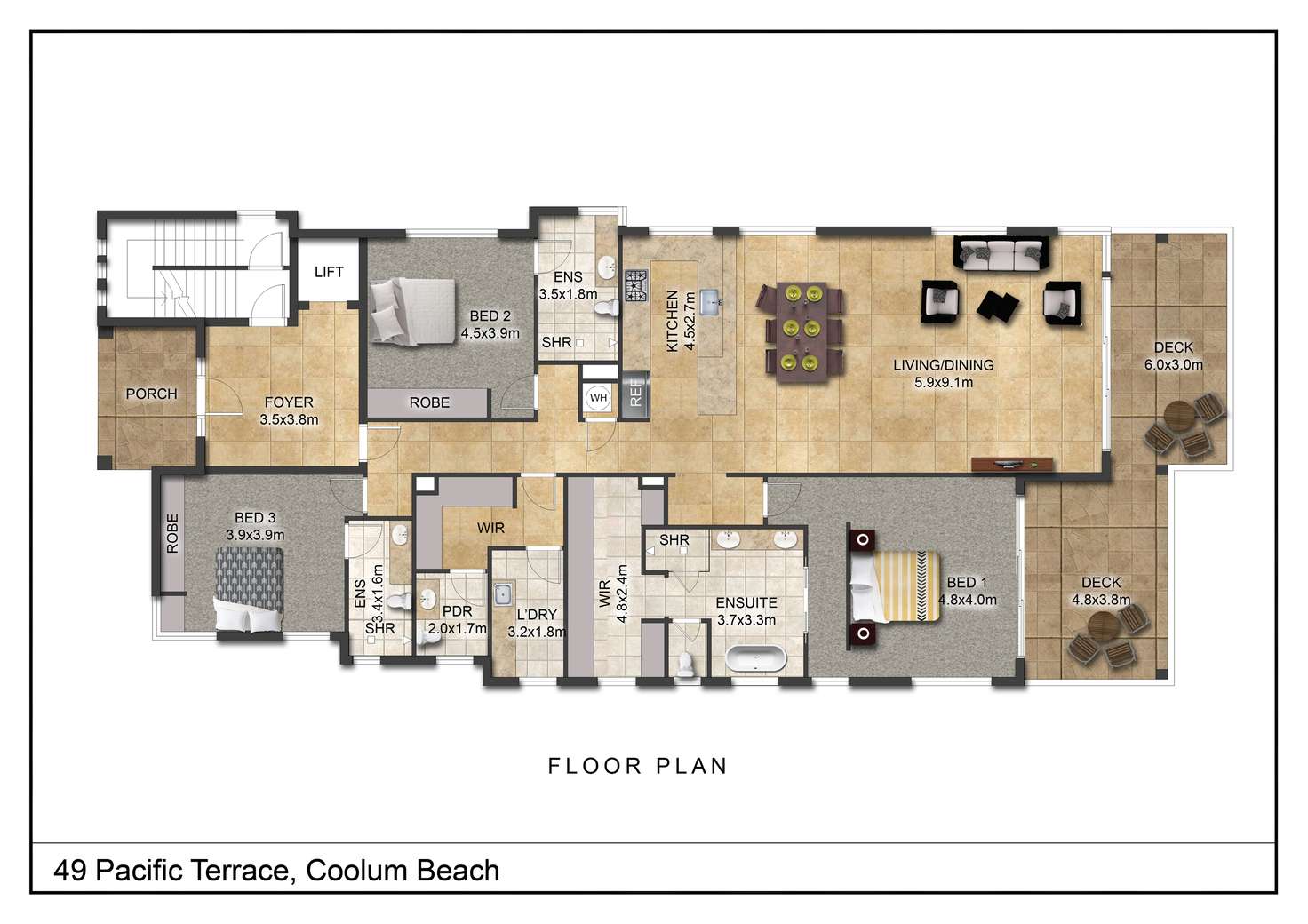 Floorplan of Homely unit listing, 1/49 Pacific Terrace, Coolum Beach QLD 4573