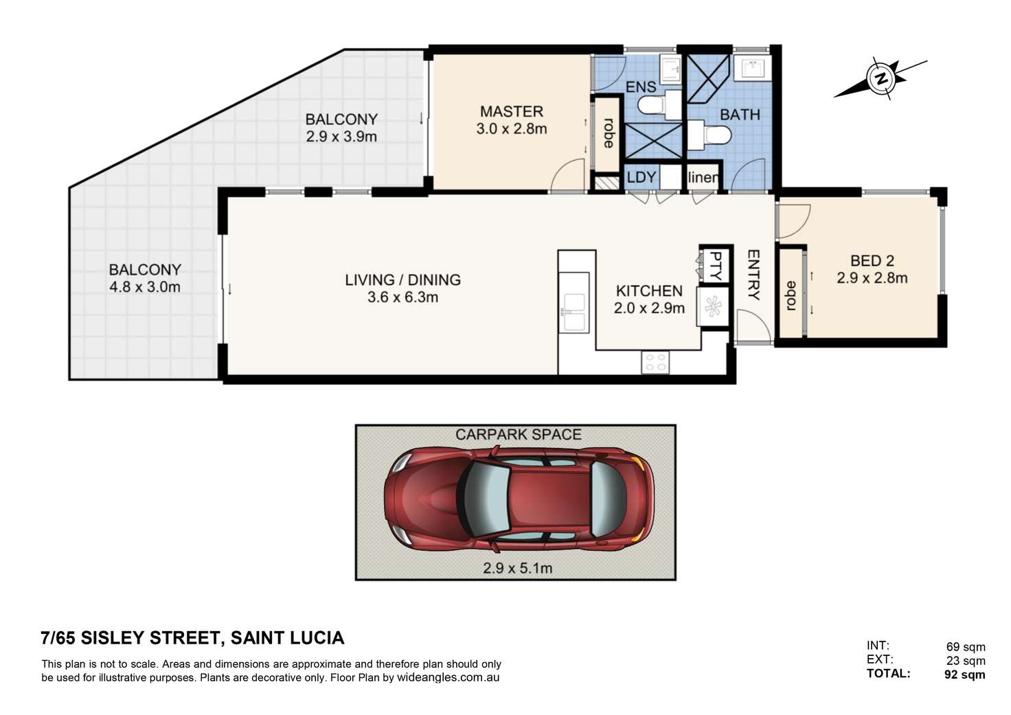 Floorplan of Homely unit listing, 7/65 Sisley Street, St Lucia QLD 4067