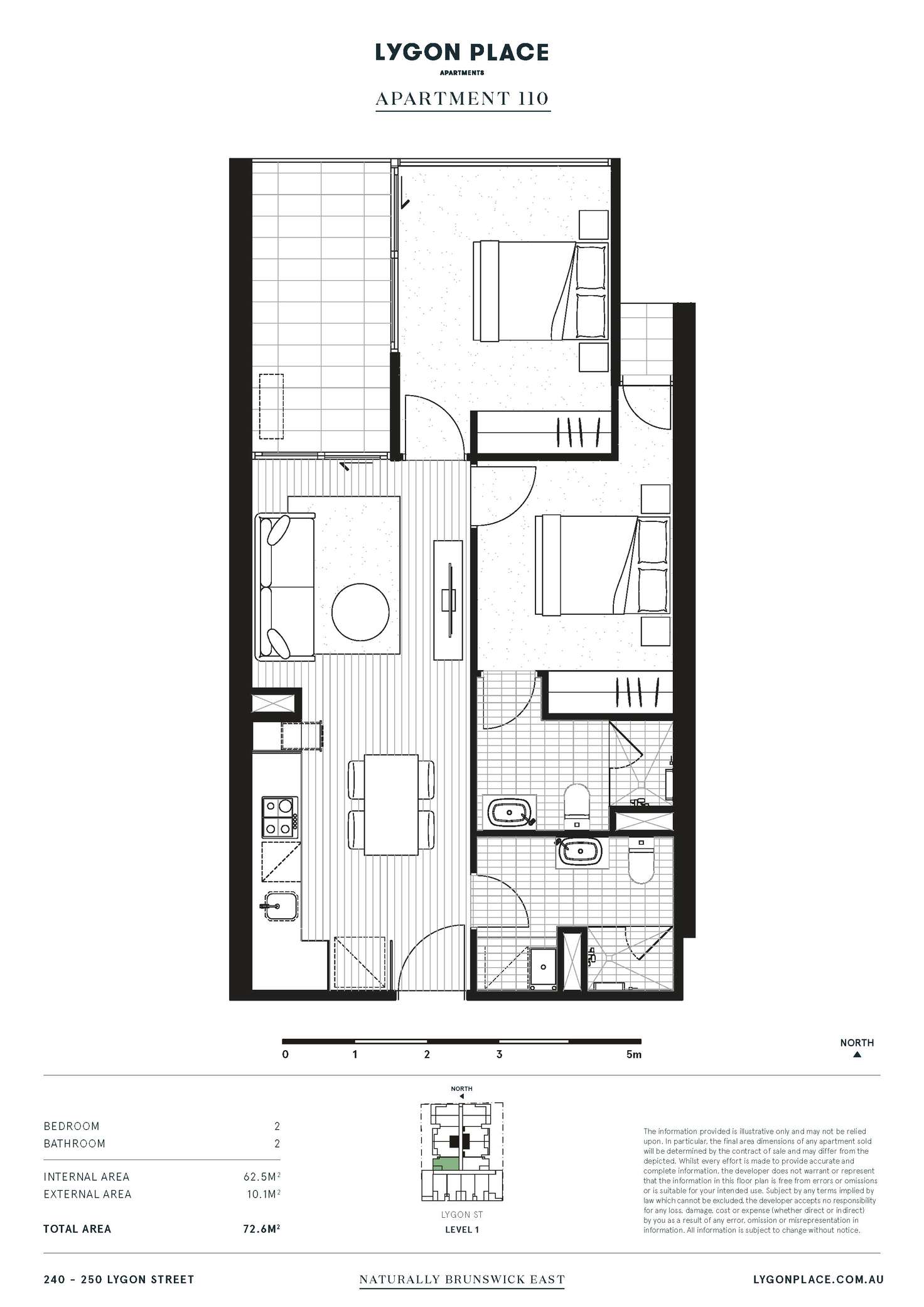 Floorplan of Homely apartment listing, 110/240-250 Lygon Street, Brunswick East VIC 3057