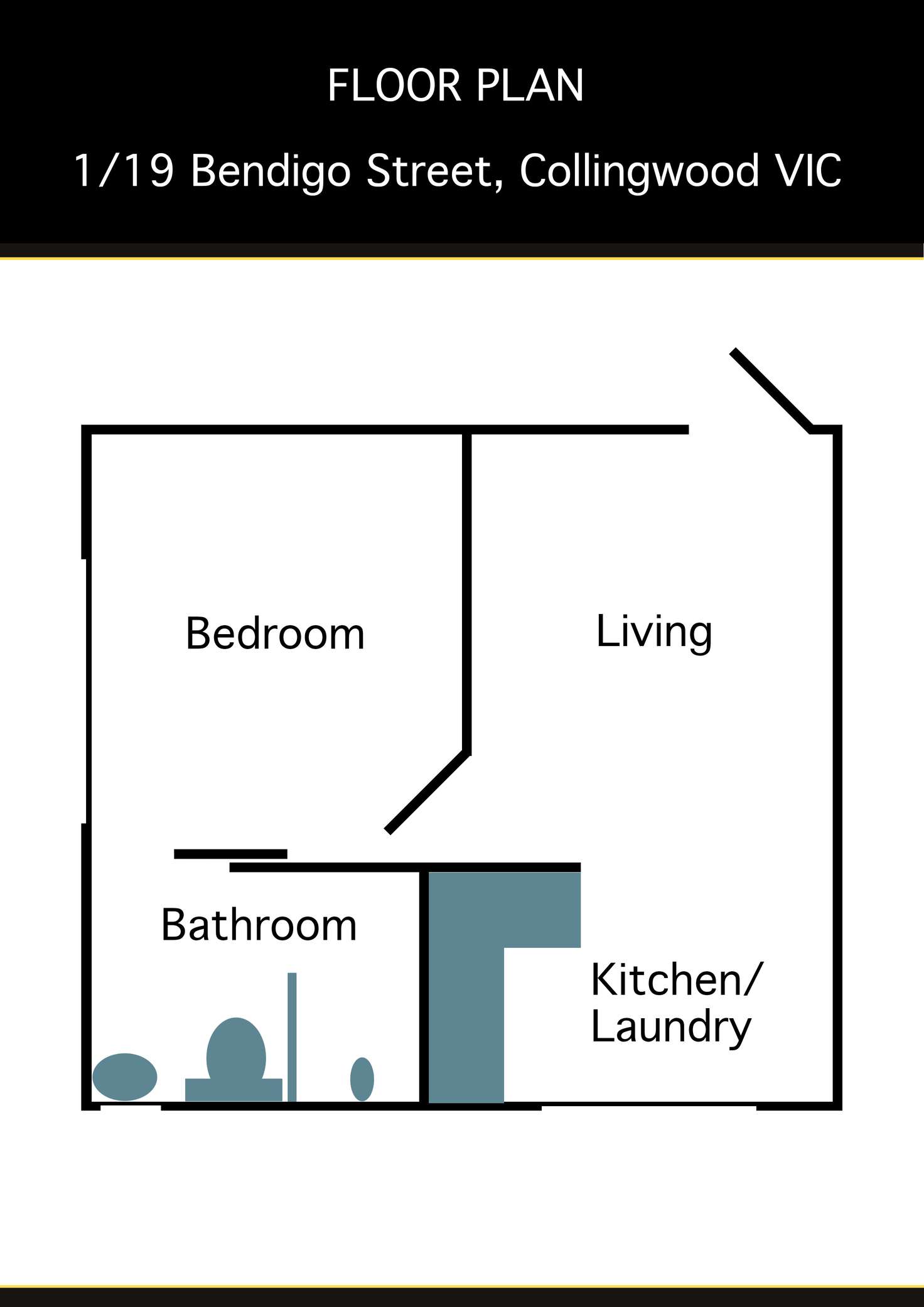 Floorplan of Homely apartment listing, 1/19 Bendigo Street, Collingwood VIC 3066