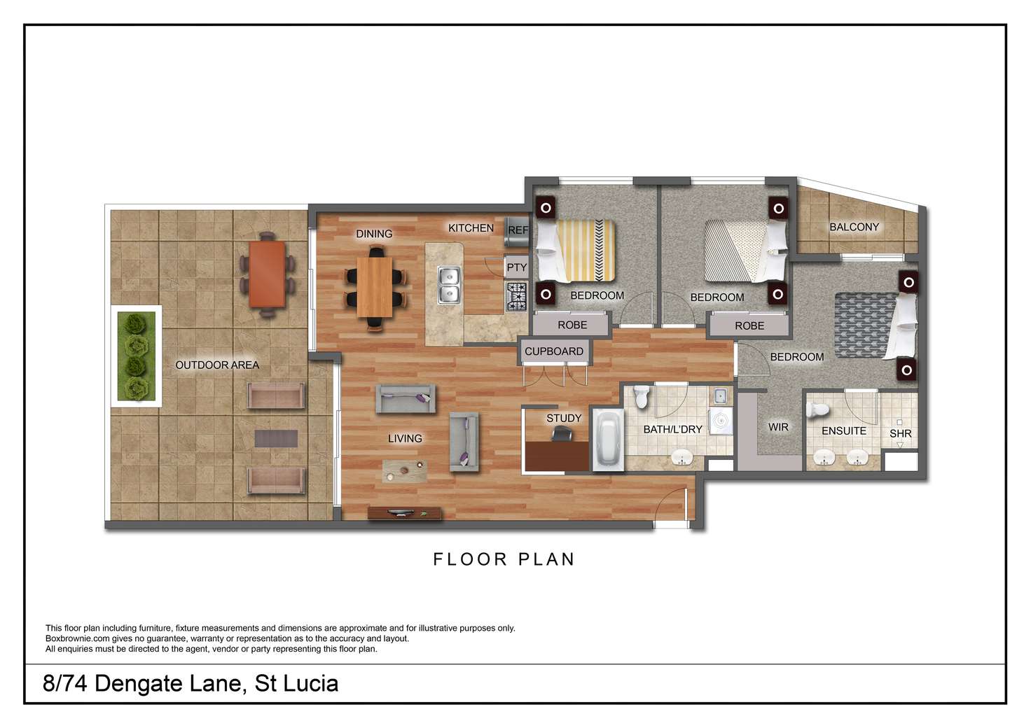 Floorplan of Homely apartment listing, 8/74 Dengate Lane, St Lucia QLD 4067