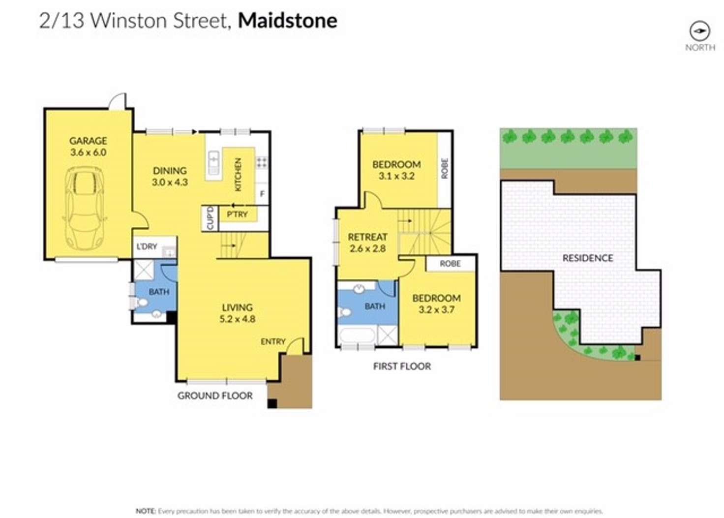 Floorplan of Homely townhouse listing, 2/13 Winston Street, Maidstone VIC 3012