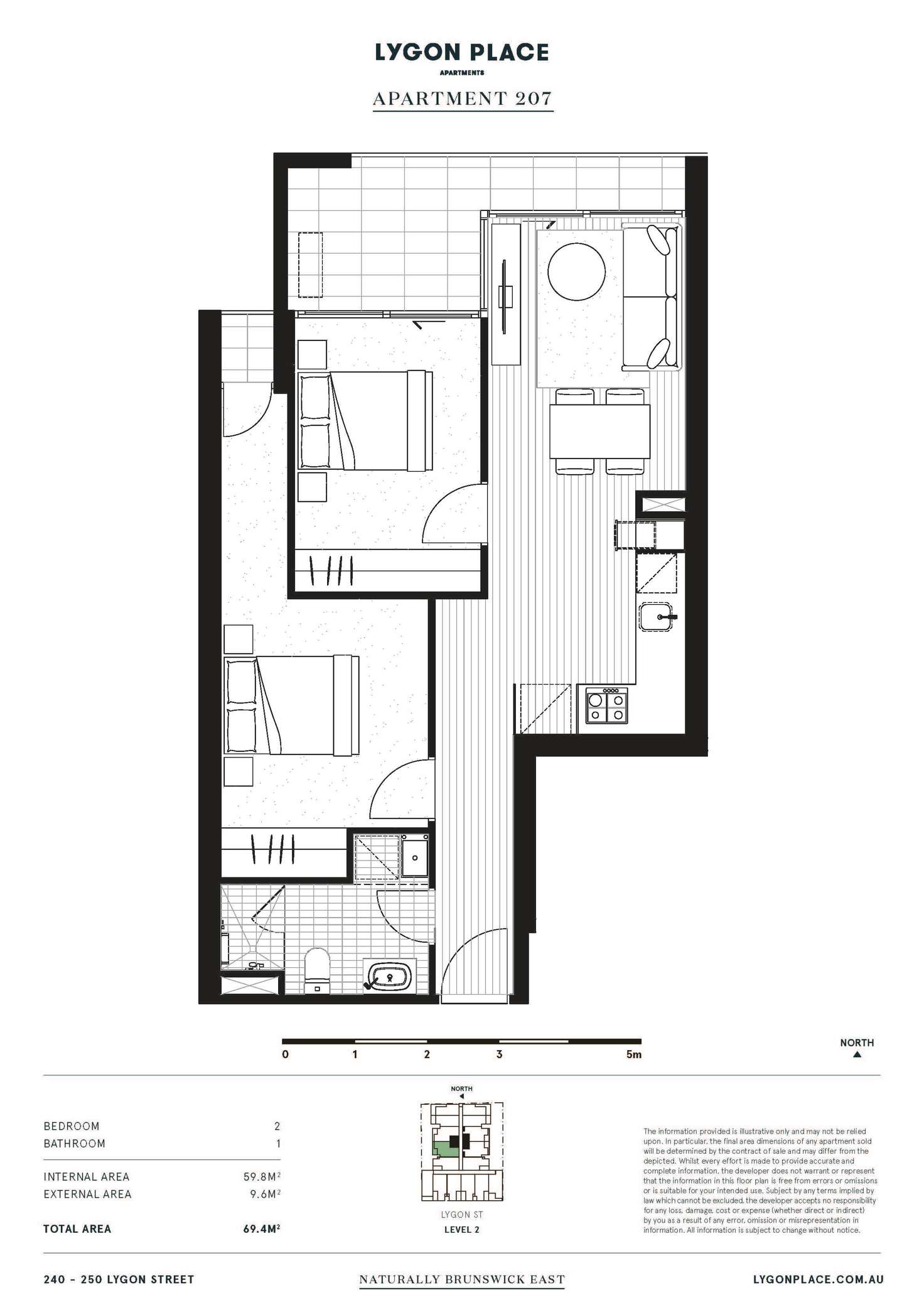 Floorplan of Homely apartment listing, 207/240-250 Lygon Street, Brunswick East VIC 3057