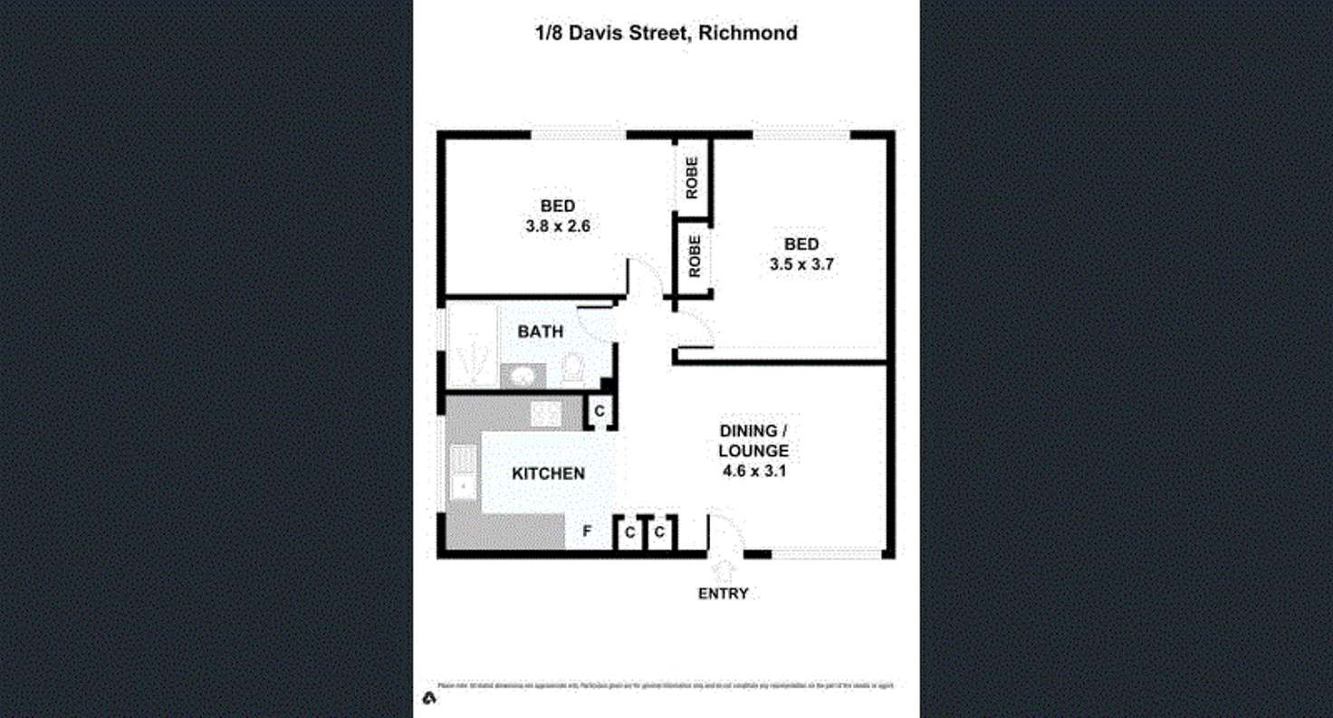 Floorplan of Homely apartment listing, 1/8 Davis Street, Richmond VIC 3121