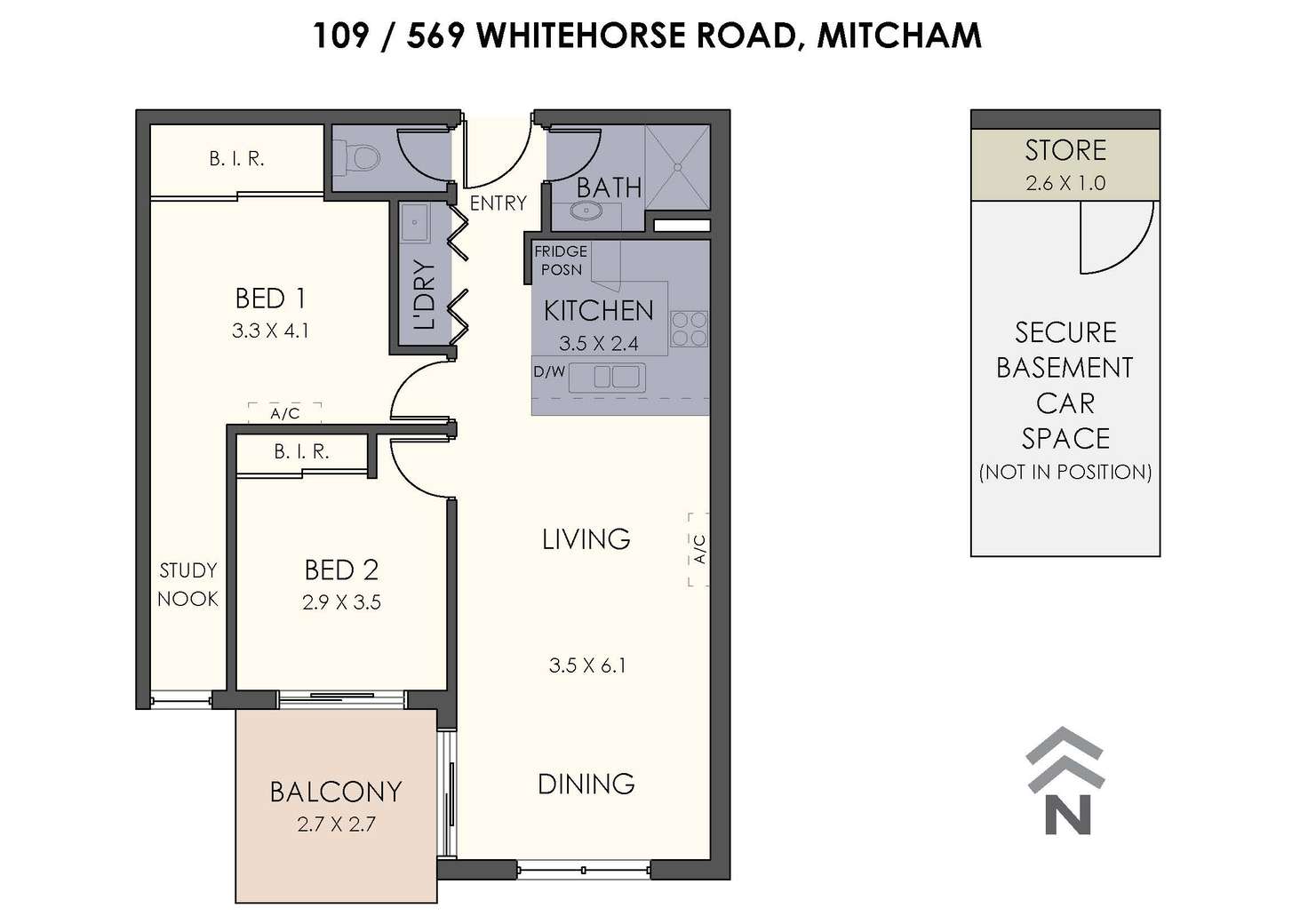 Floorplan of Homely apartment listing, 109/569 Whitehorse Road, Mitcham VIC 3132