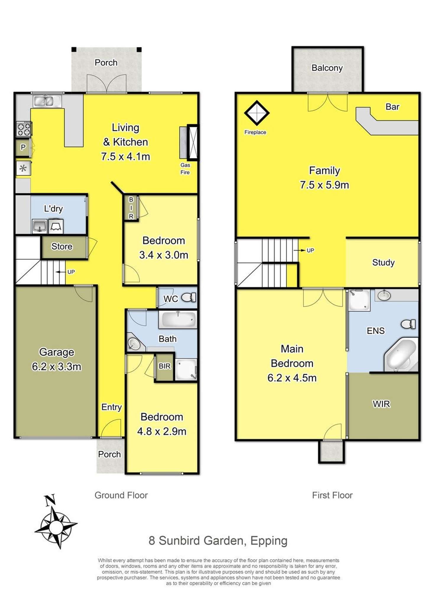 Floorplan of Homely townhouse listing, 8 Sunbird Gardens, Epping VIC 3076