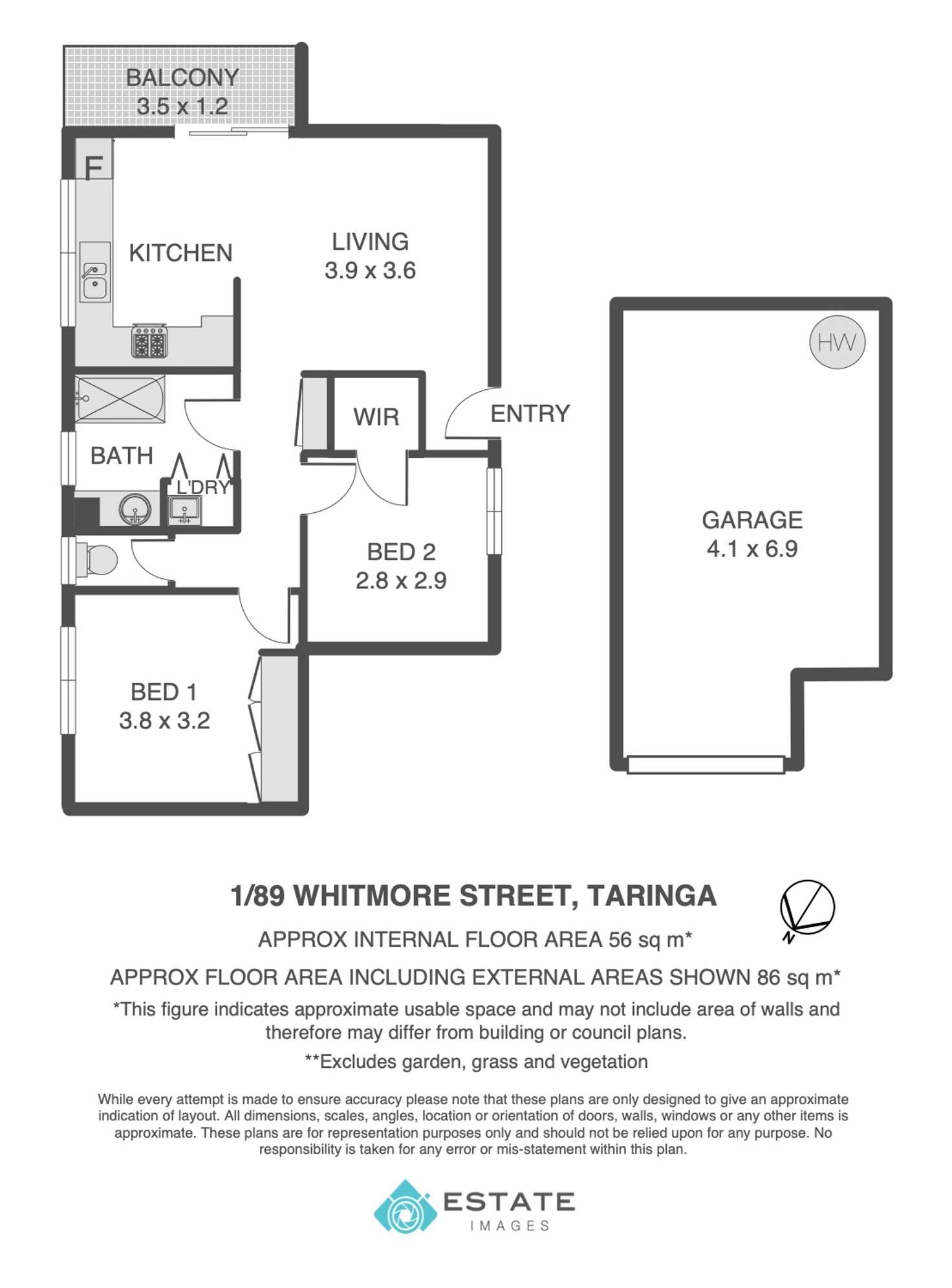 Floorplan of Homely unit listing, 1/89 Whitmore Street, Taringa QLD 4068