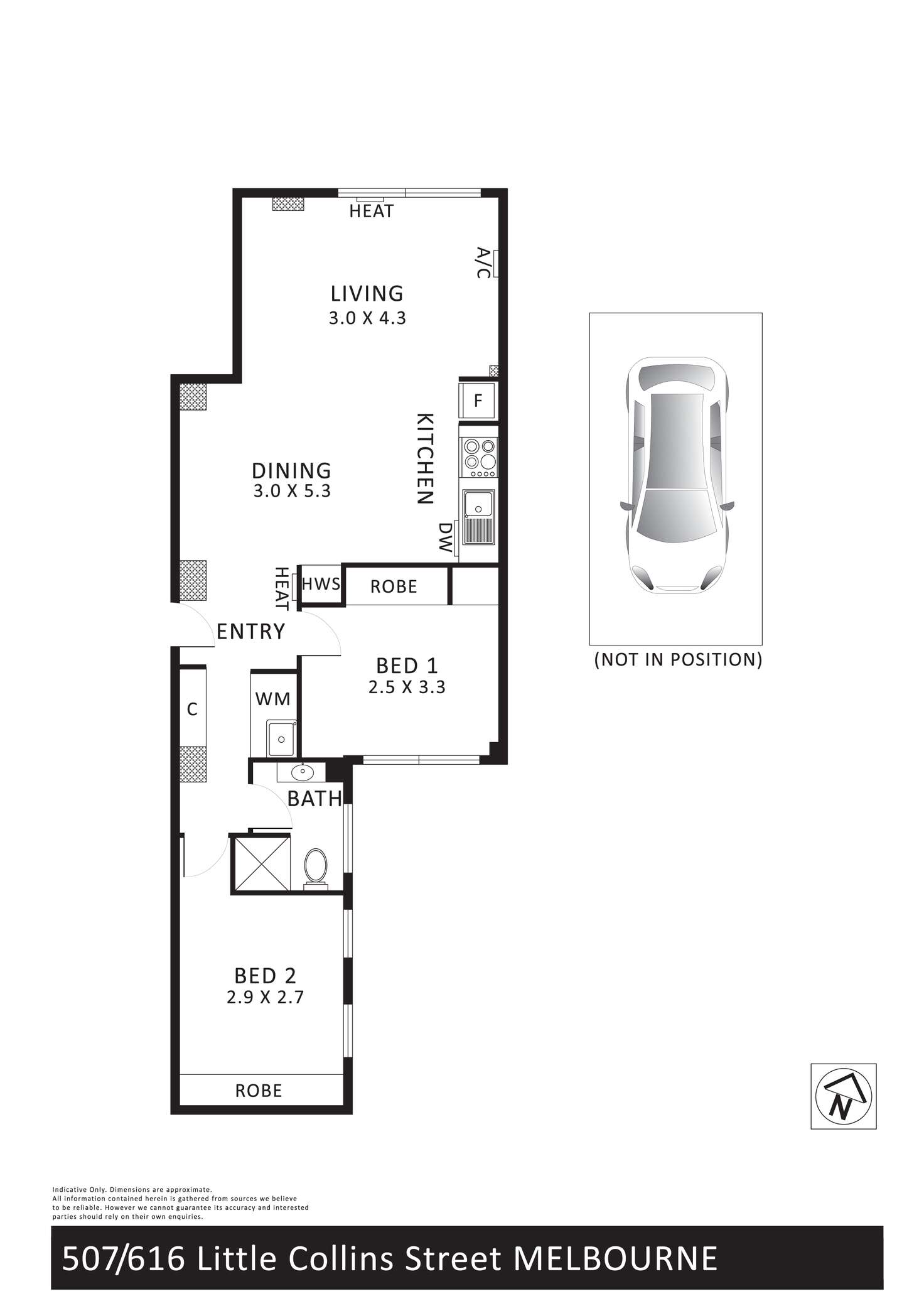 Floorplan of Homely apartment listing, 507/616 Little Collins Street, Melbourne VIC 3000