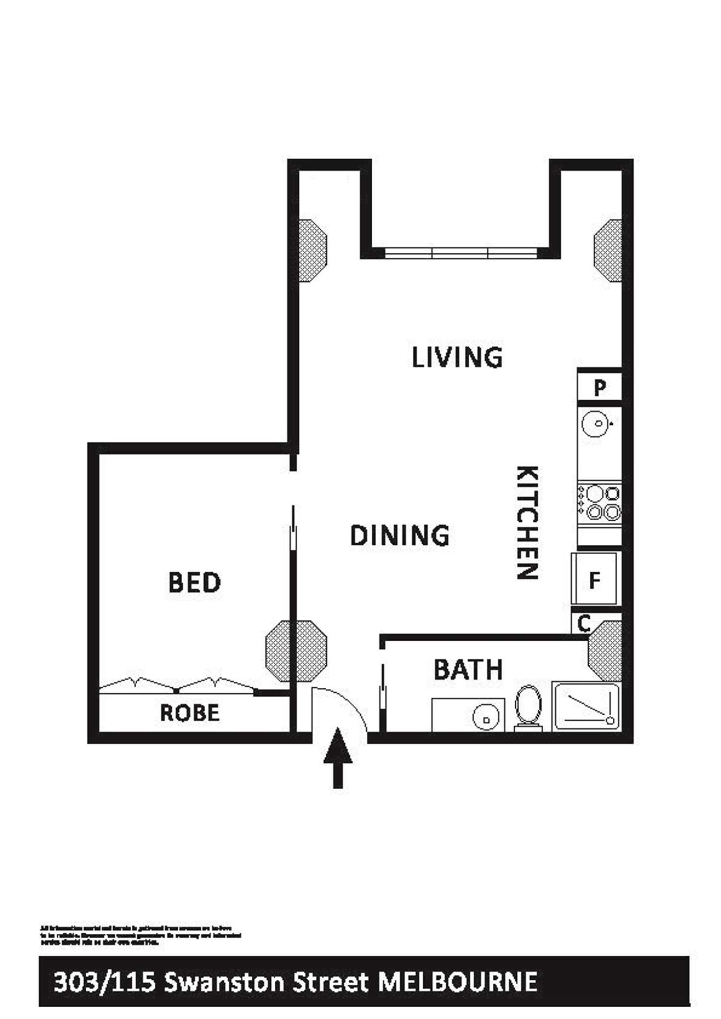 Floorplan of Homely apartment listing, 303/115 Swanston Street, Melbourne VIC 3000
