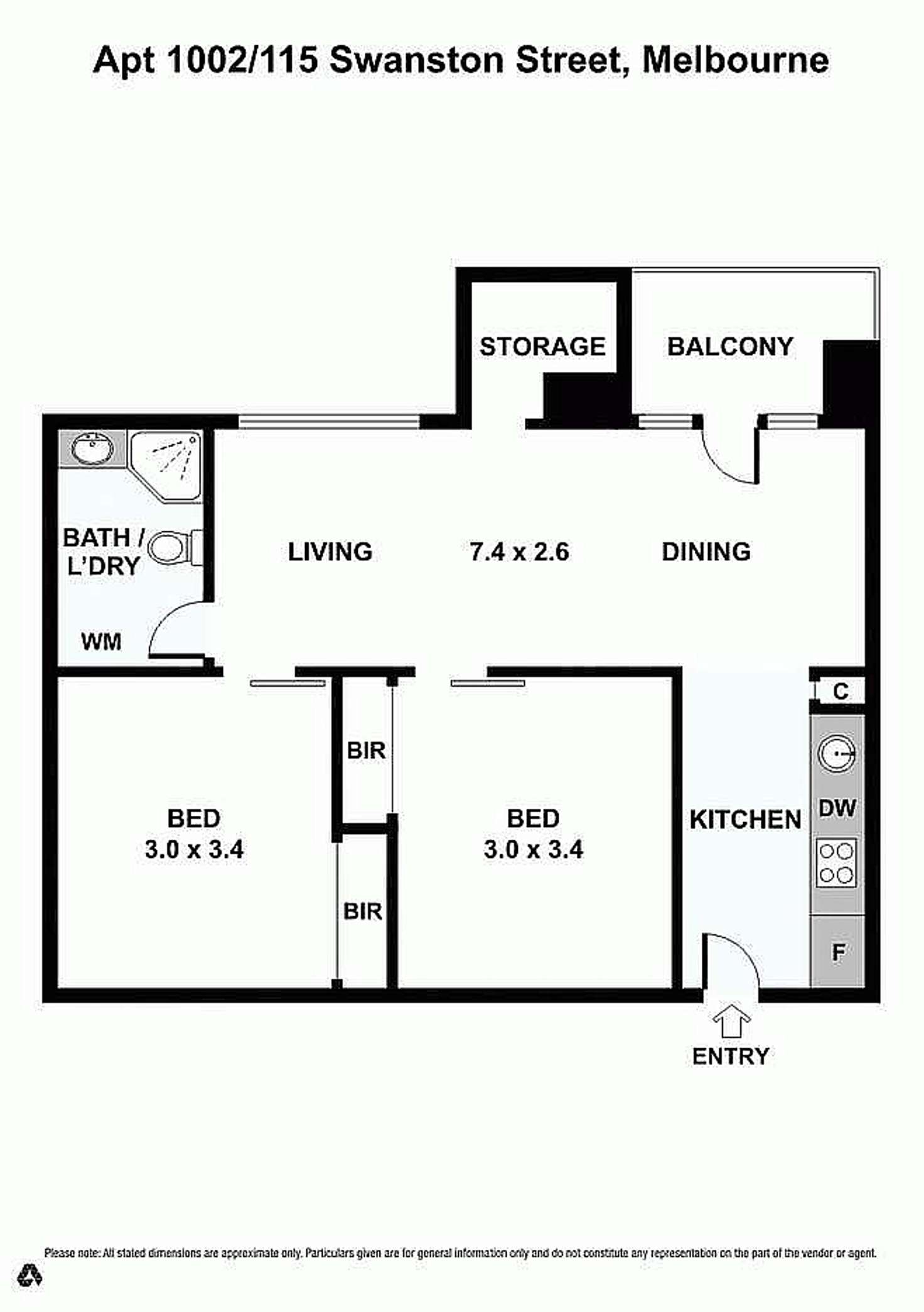 Floorplan of Homely apartment listing, 1002/115 Swanston Street, Melbourne VIC 3000