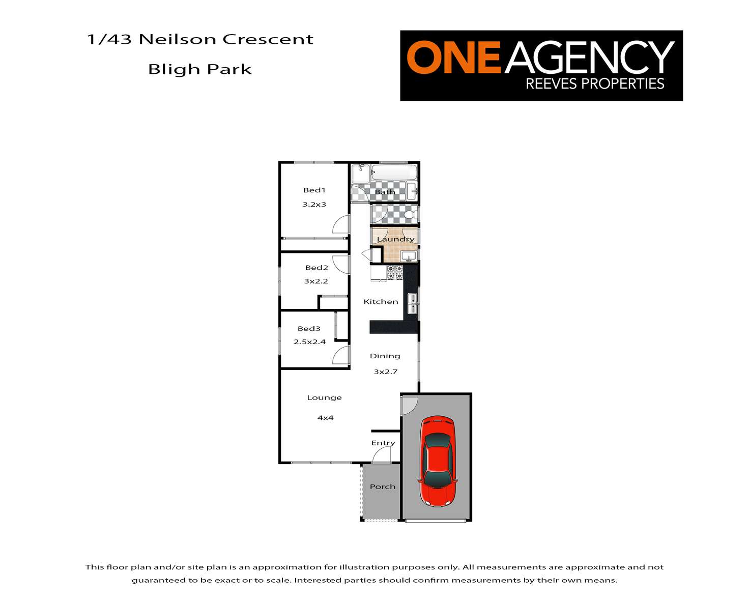 Floorplan of Homely semiDetached listing, 1/43 Neilson Crescent, Bligh Park NSW 2756