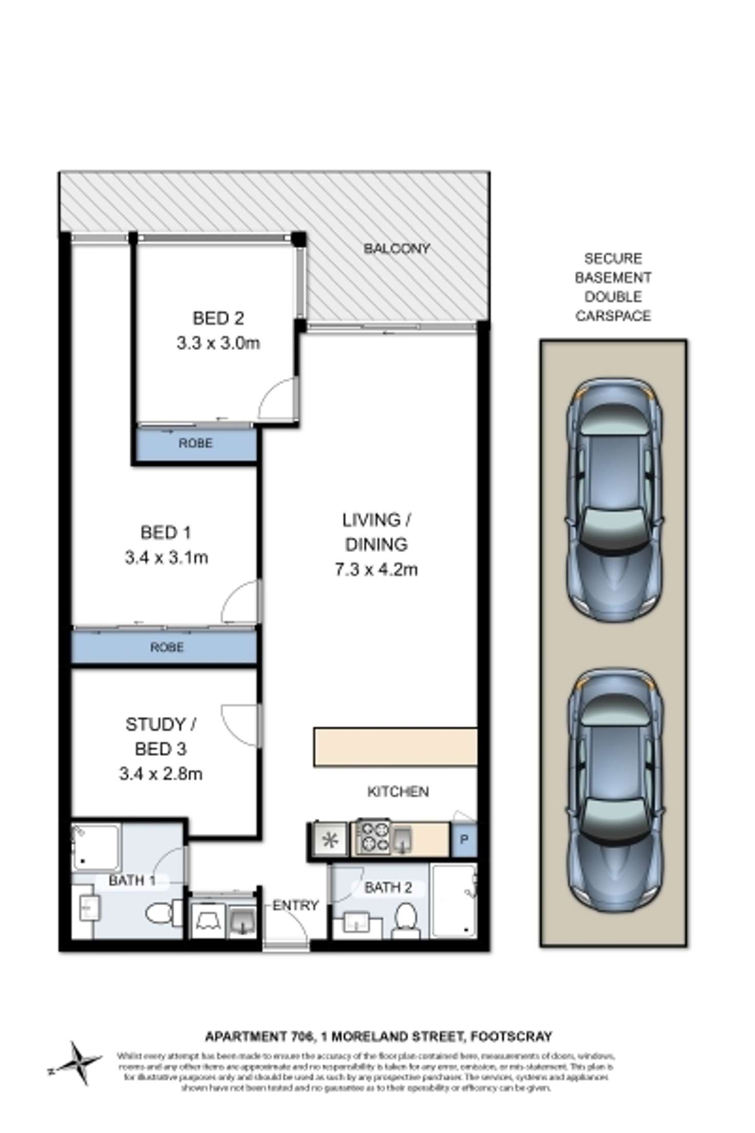 Floorplan of Homely apartment listing, 706/1 Moreland  Street, Footscray VIC 3011