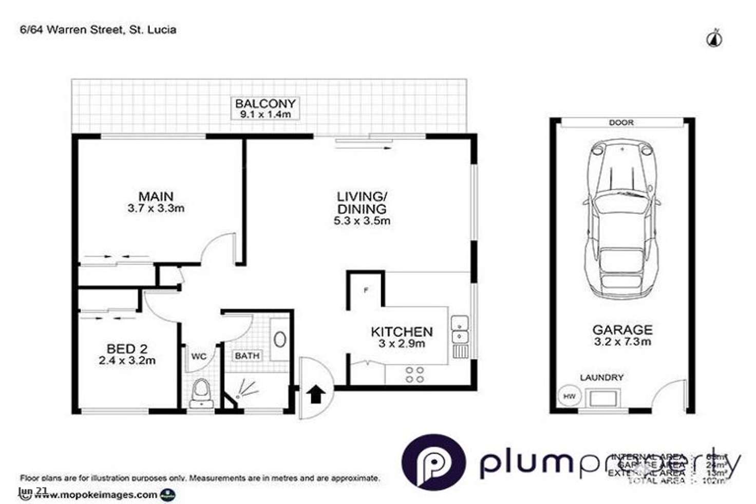 Floorplan of Homely unit listing, 6/64 Warren Street, St Lucia QLD 4067