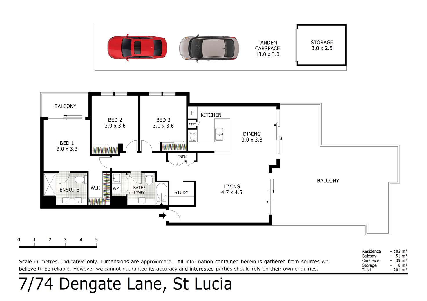 Floorplan of Homely apartment listing, 7/74 Dengate Lane, St Lucia QLD 4067